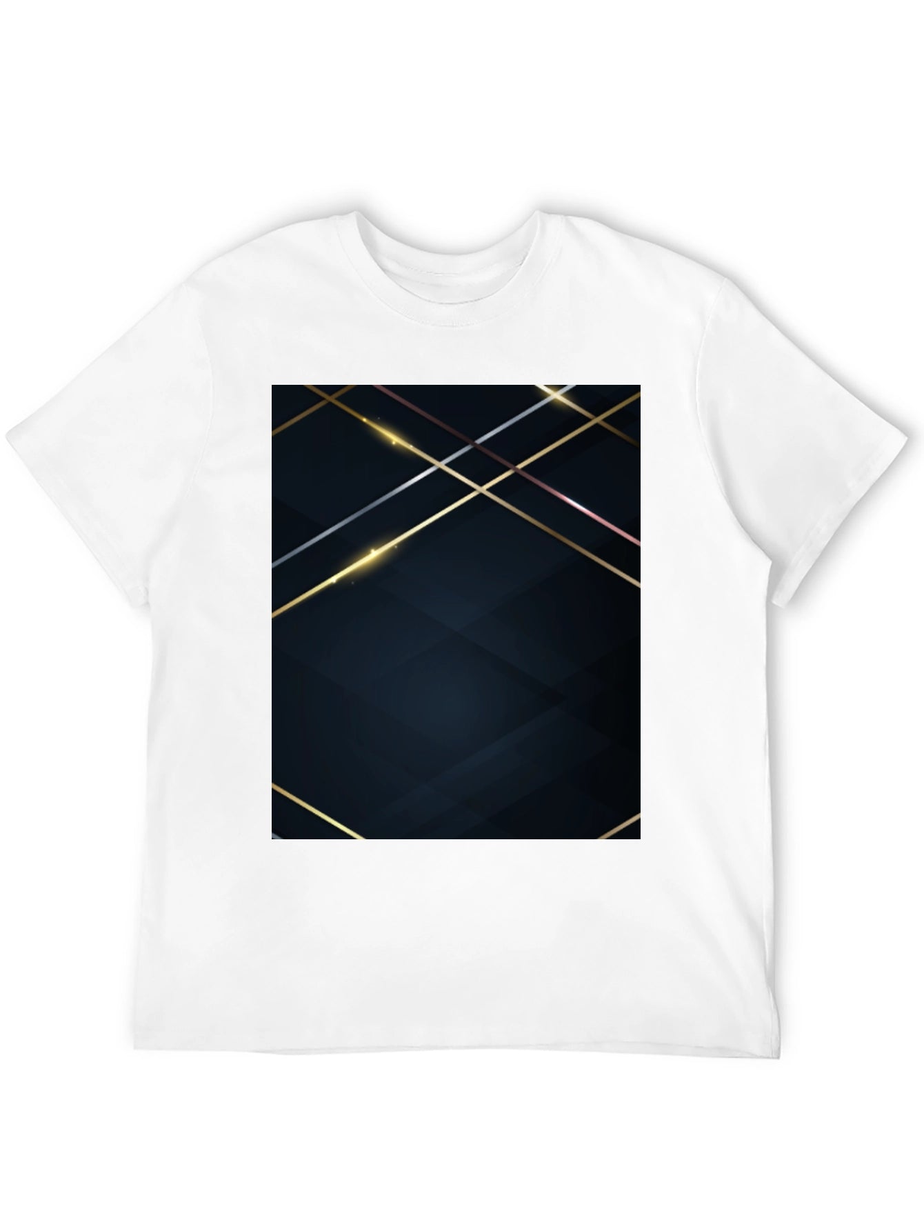 Stylish Black Tee with Geometric Gold Accent