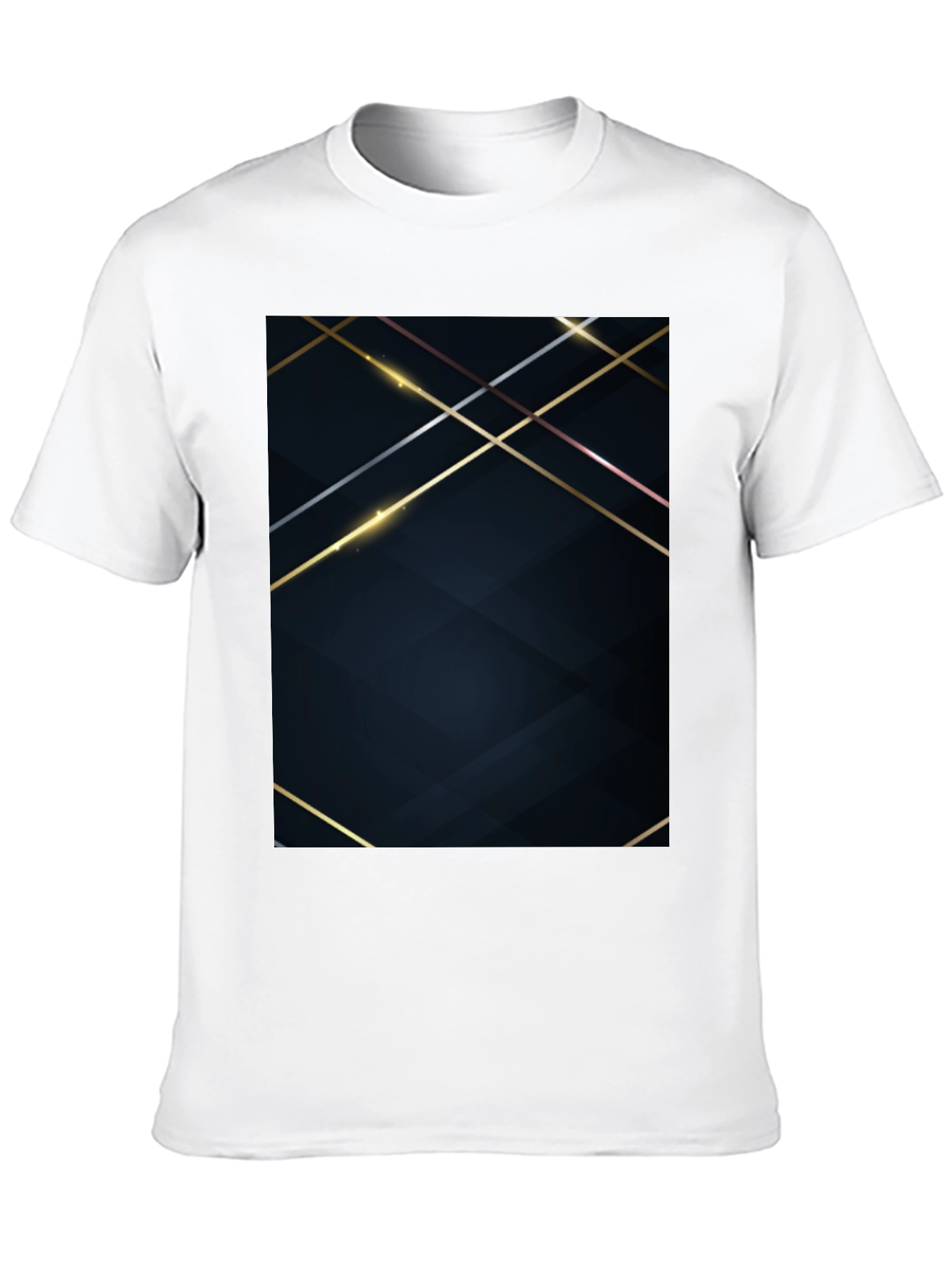 Stylish Black Tee with Geometric Gold Accent