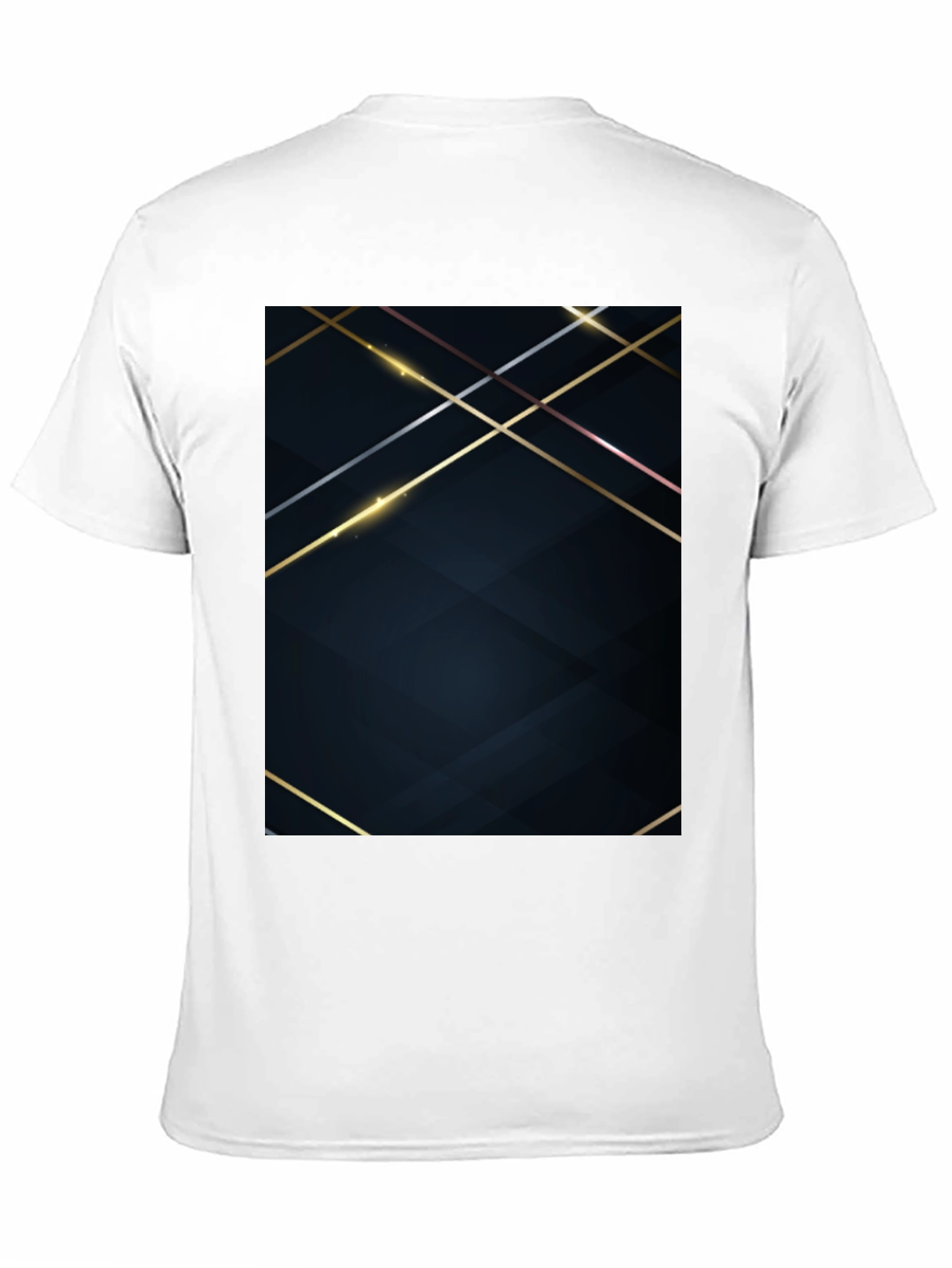 Stylish Black Tee with Geometric Gold Accent