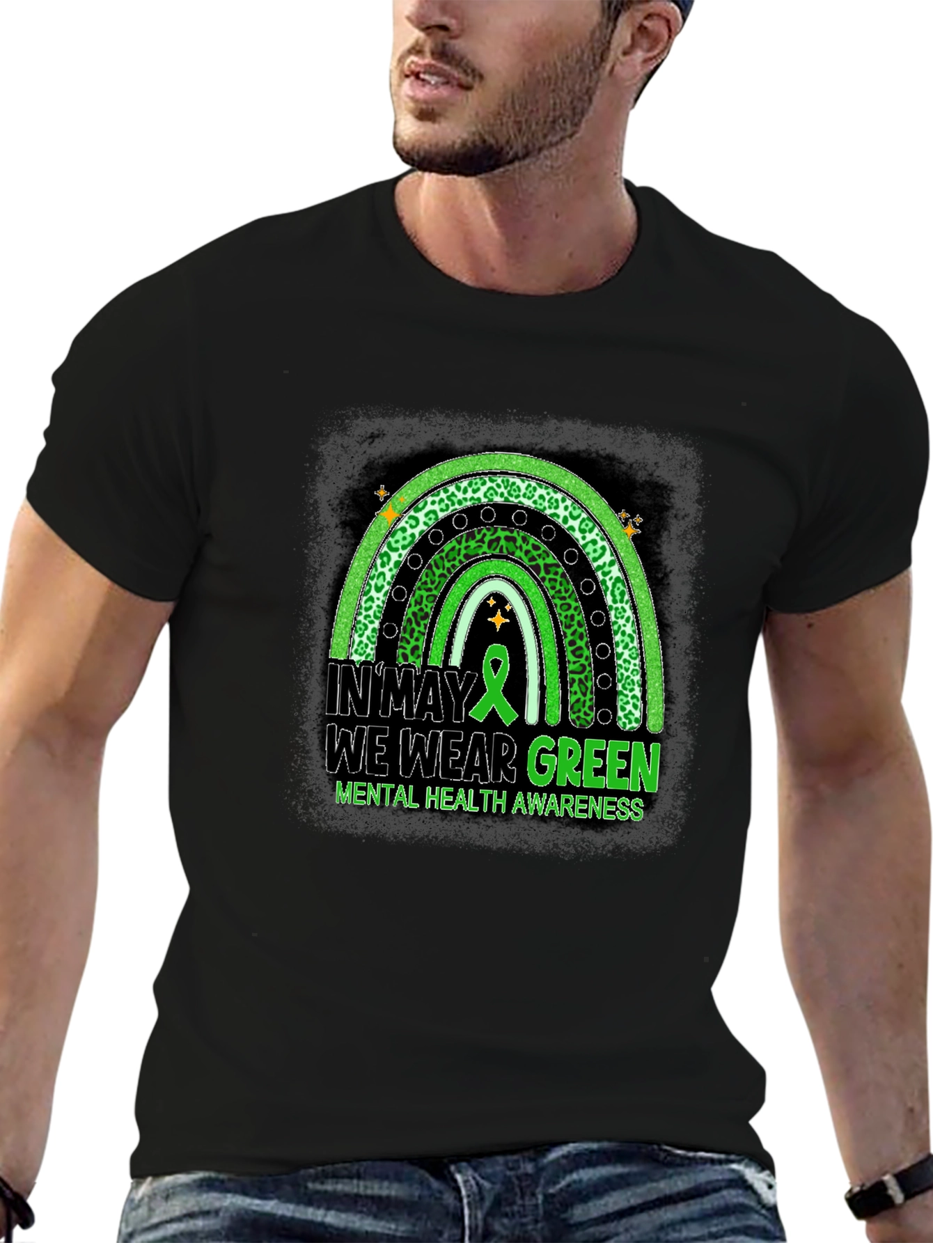 Mental Health Awareness Green Rainbow T-Shirt