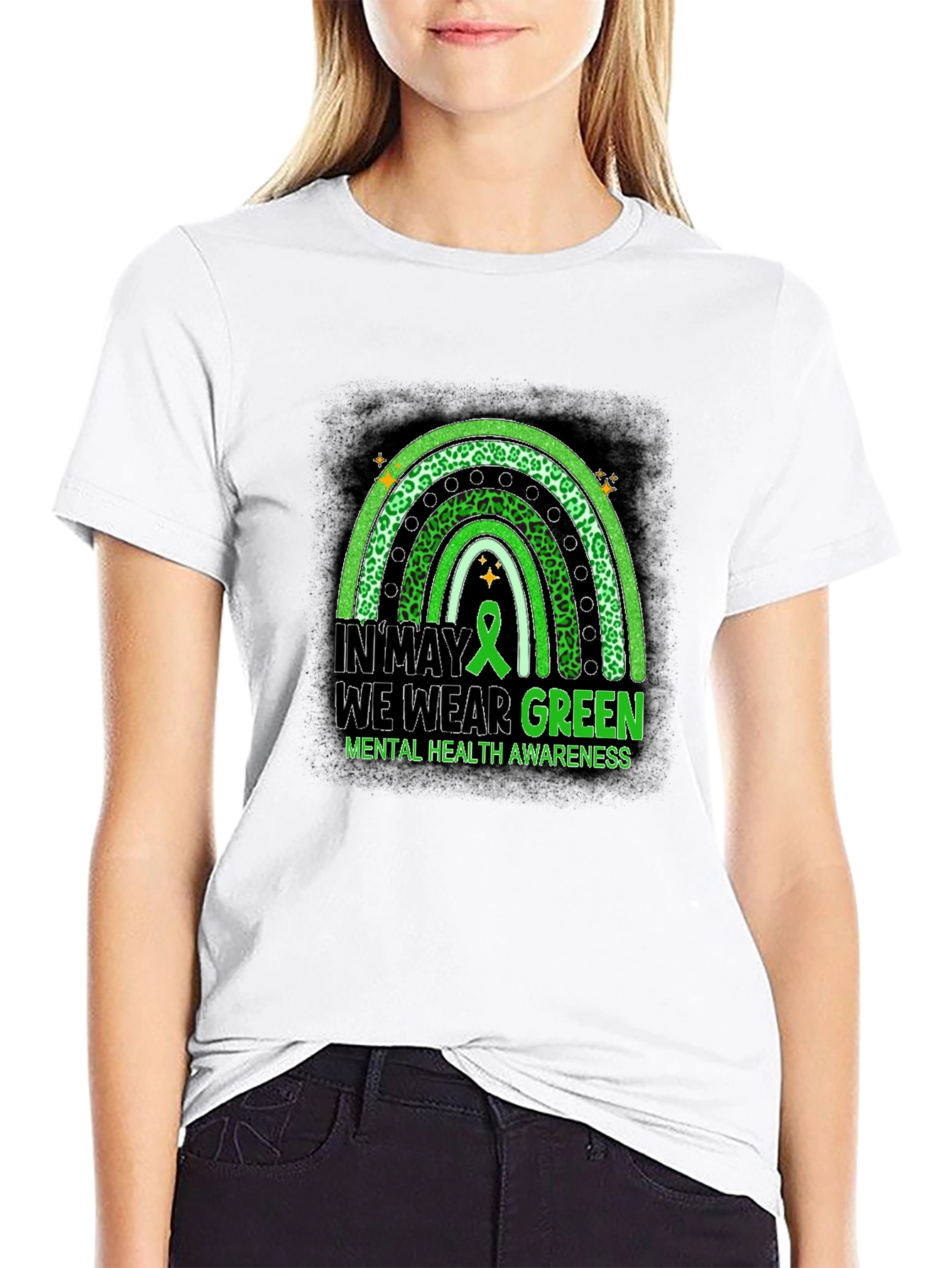 Mental Health Awareness Green Rainbow T-Shirt