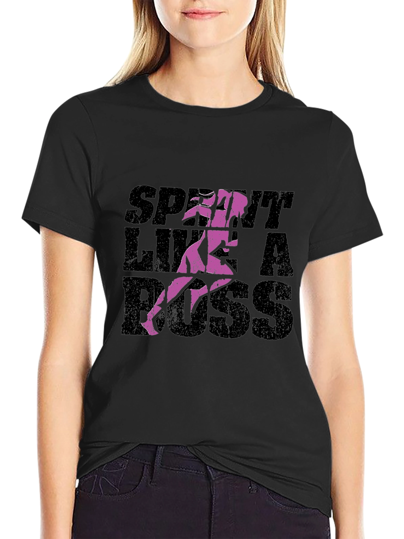 Sprint Like a Boss Graphic T-Shirt - Black