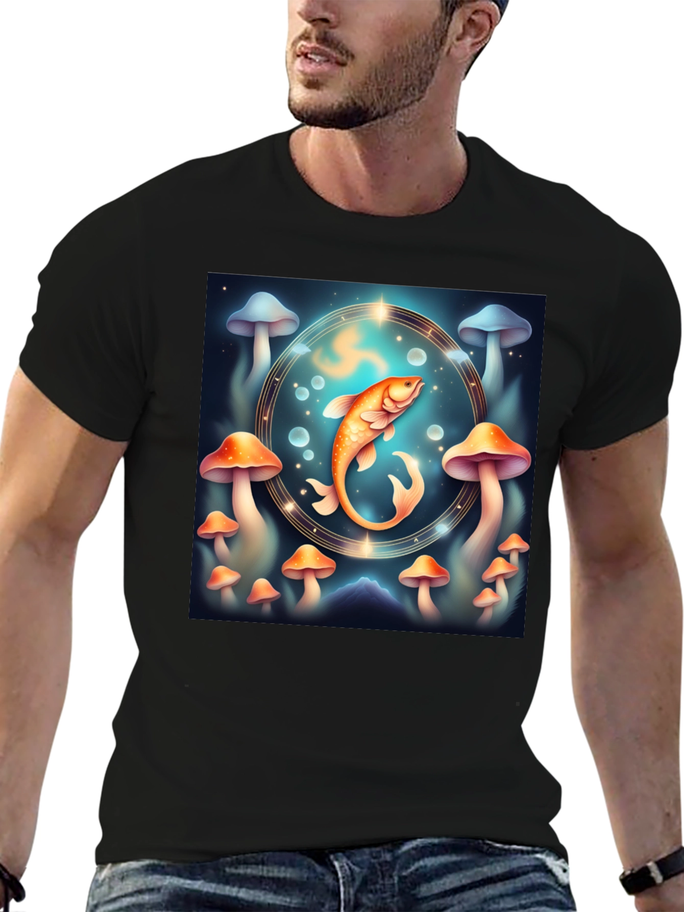 Mystical Fish & Mushroom Graphic Tee - Unisex