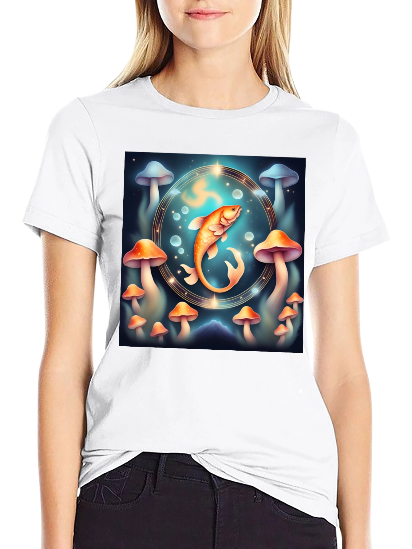 Mystical Fish & Mushroom Graphic Tee - Unisex