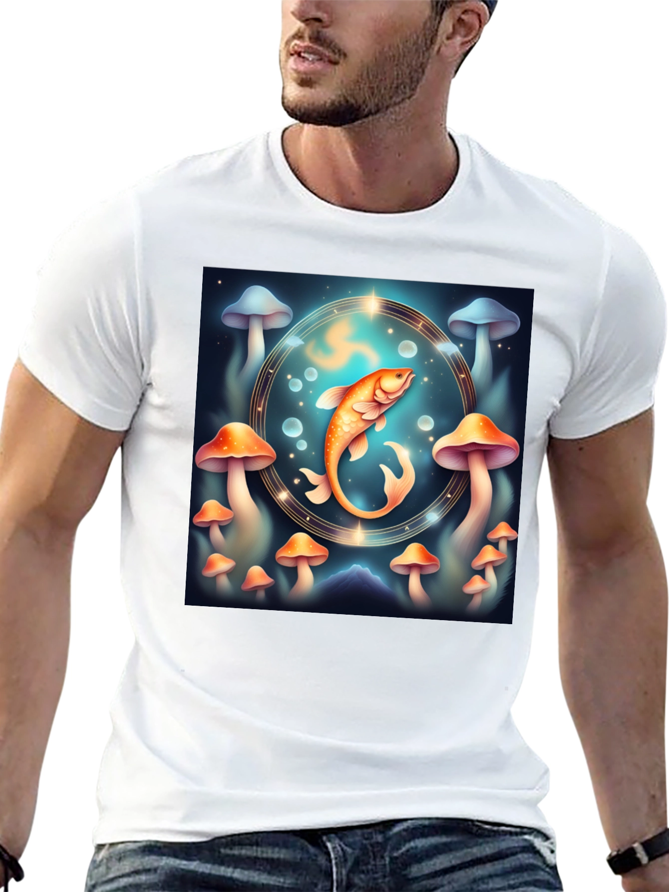 Mystical Fish & Mushroom Graphic Tee - Unisex
