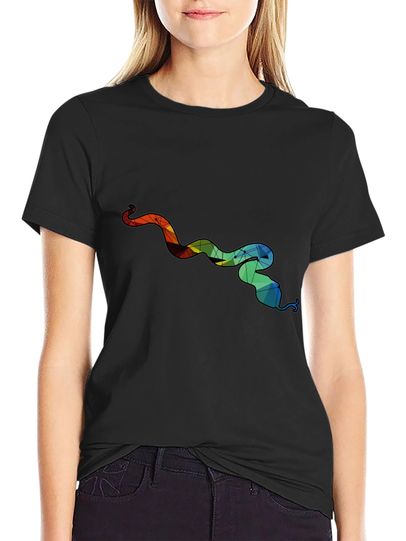 Geometric Snake Graphic Tee - Mens Black T-Shirt