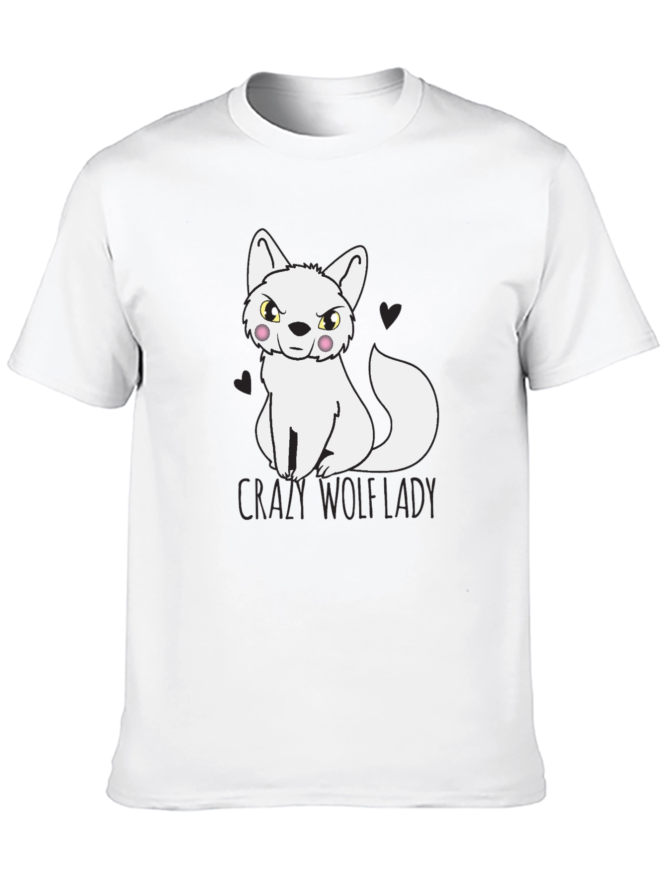 Crazy Wolf Lady T-Shirt - Novelty Tee