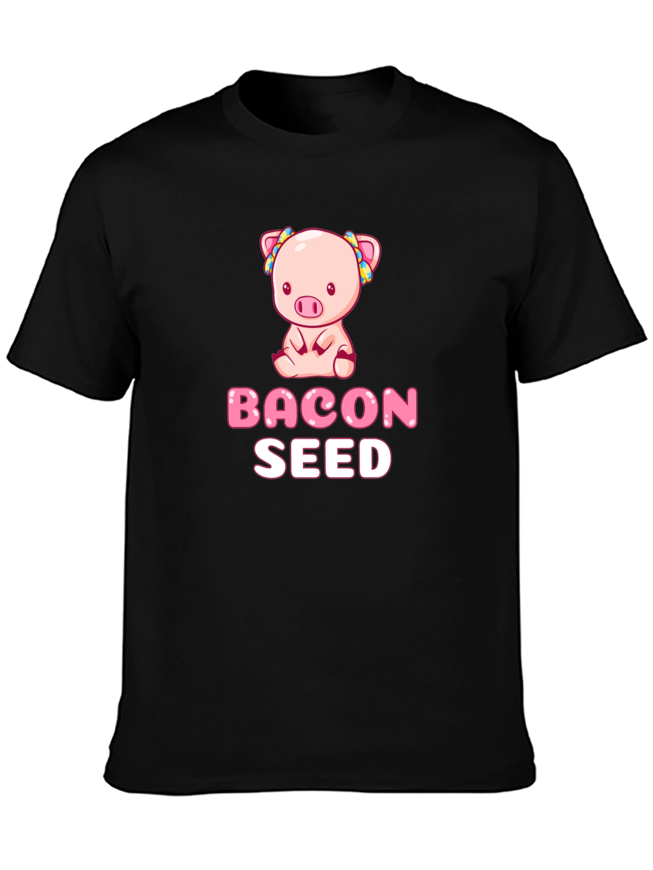 Bacon Seed Pig Graphic Black T-Shirt