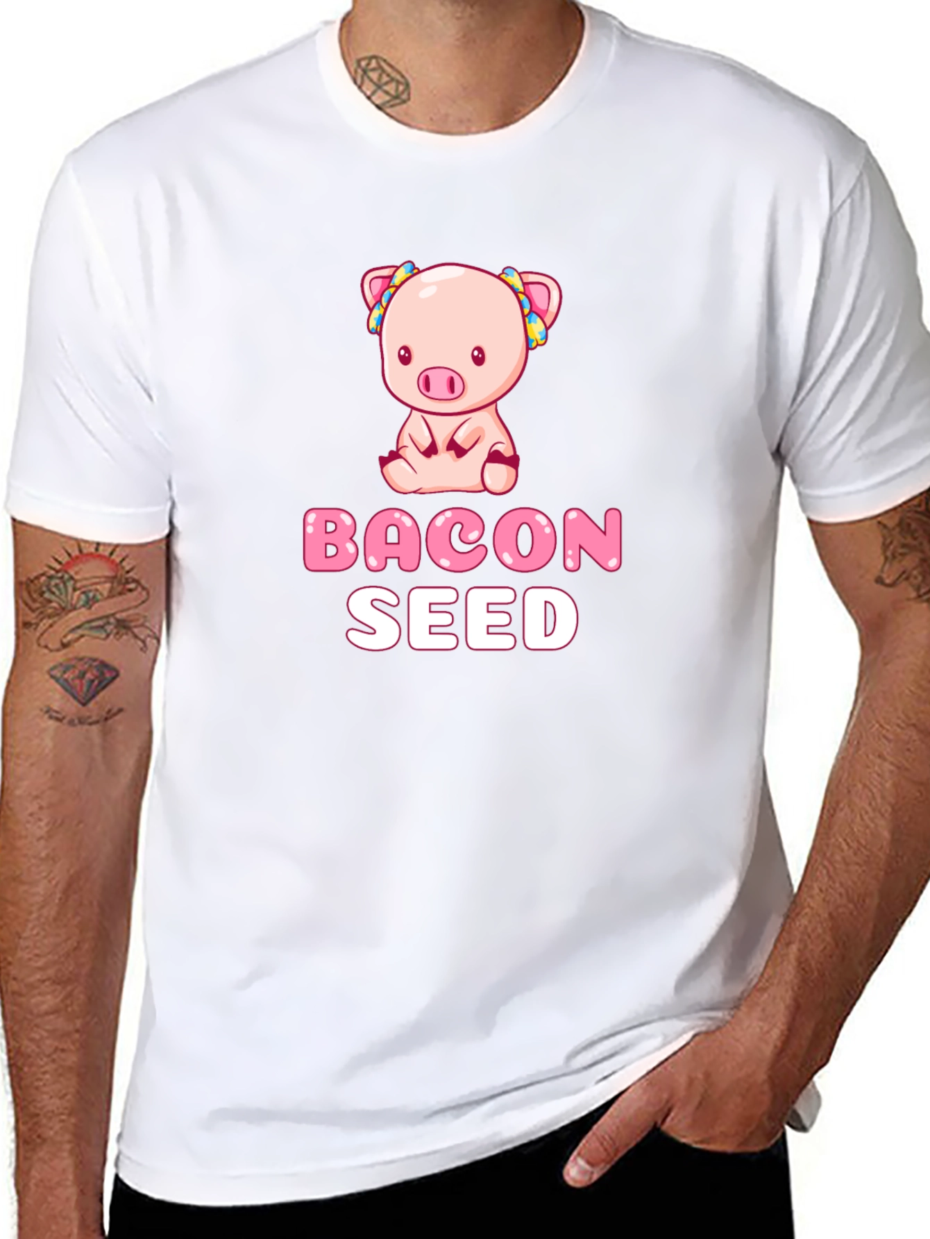 Bacon Seed Pig Graphic Black T-Shirt