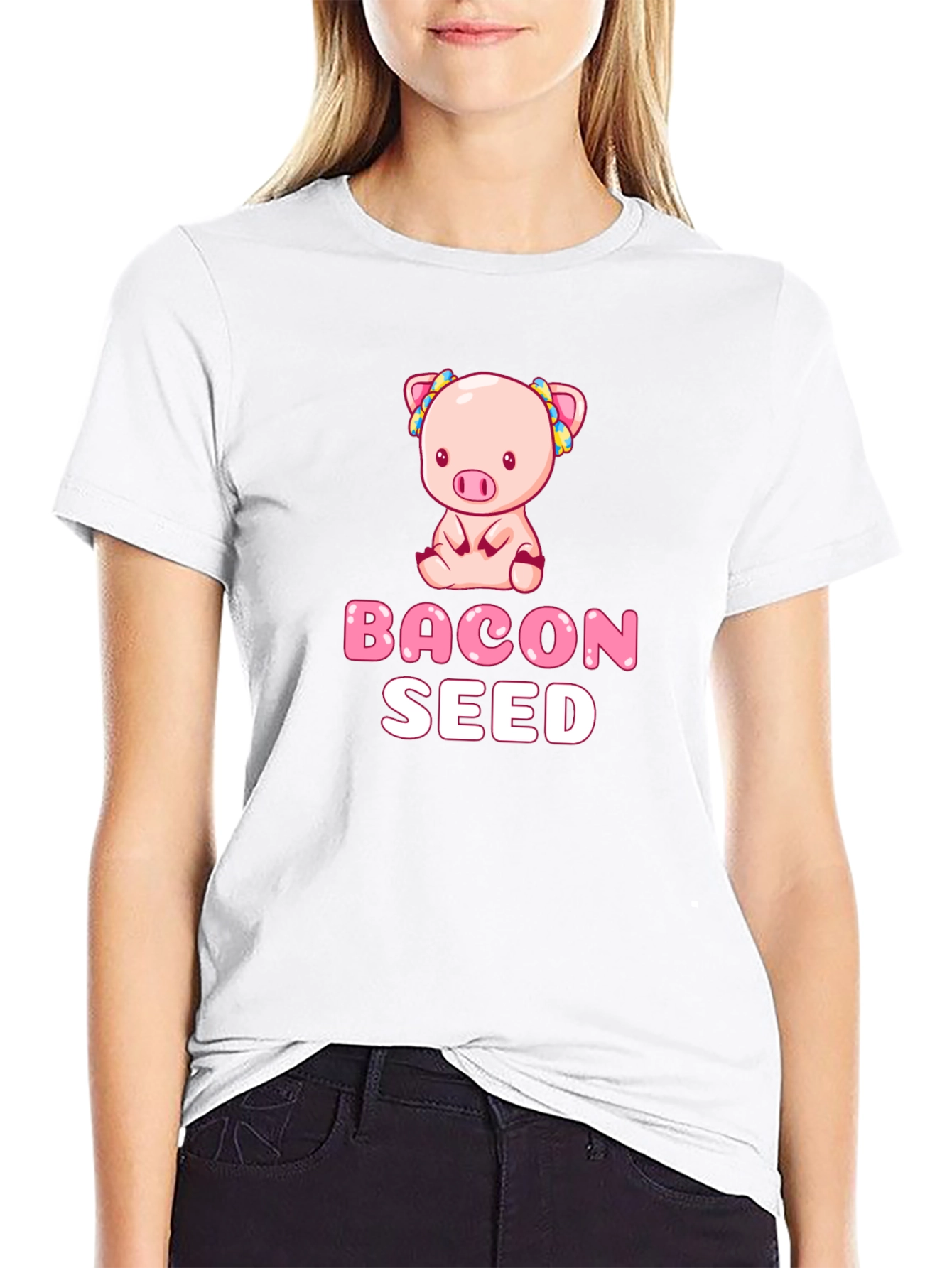 Bacon Seed Pig Graphic Black T-Shirt