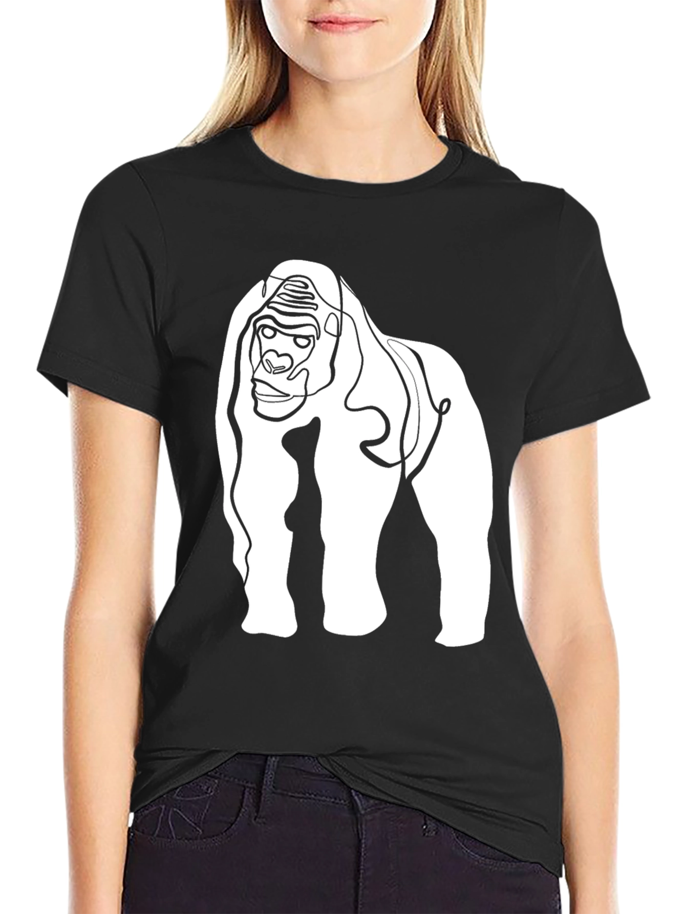 Gorilla Line Art Graphic Tee - Modern Style