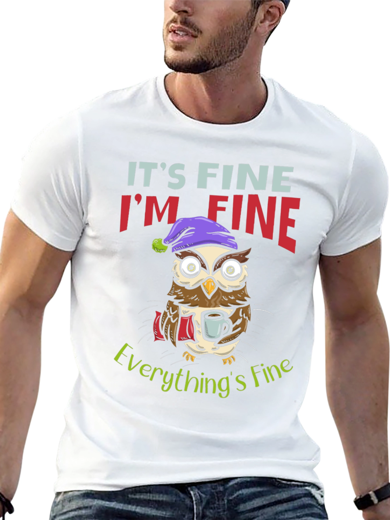 Its Fine Im Fine Owl Graphic T-Shirt