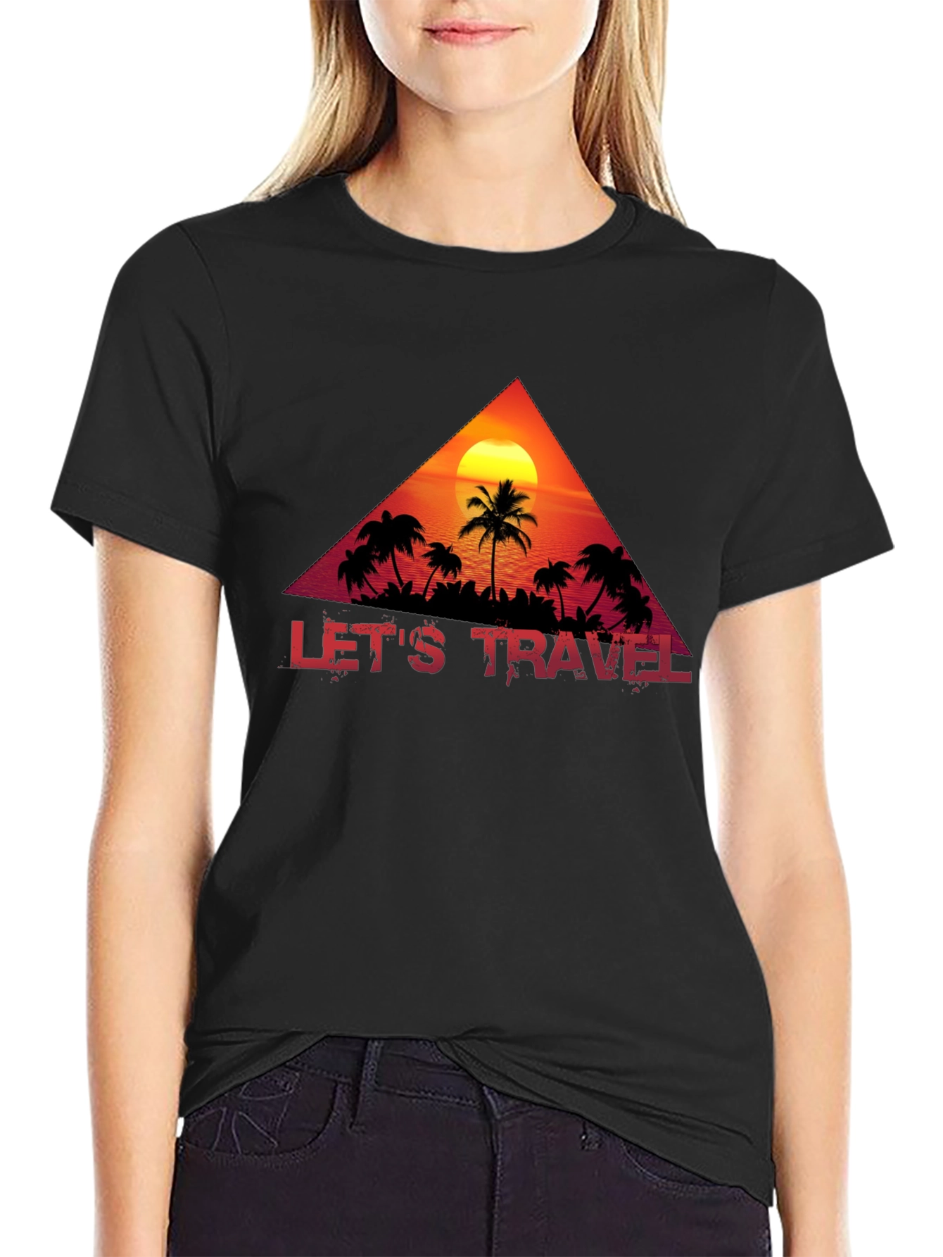 Lets Travel Graphic Tee - Island Sunset Design