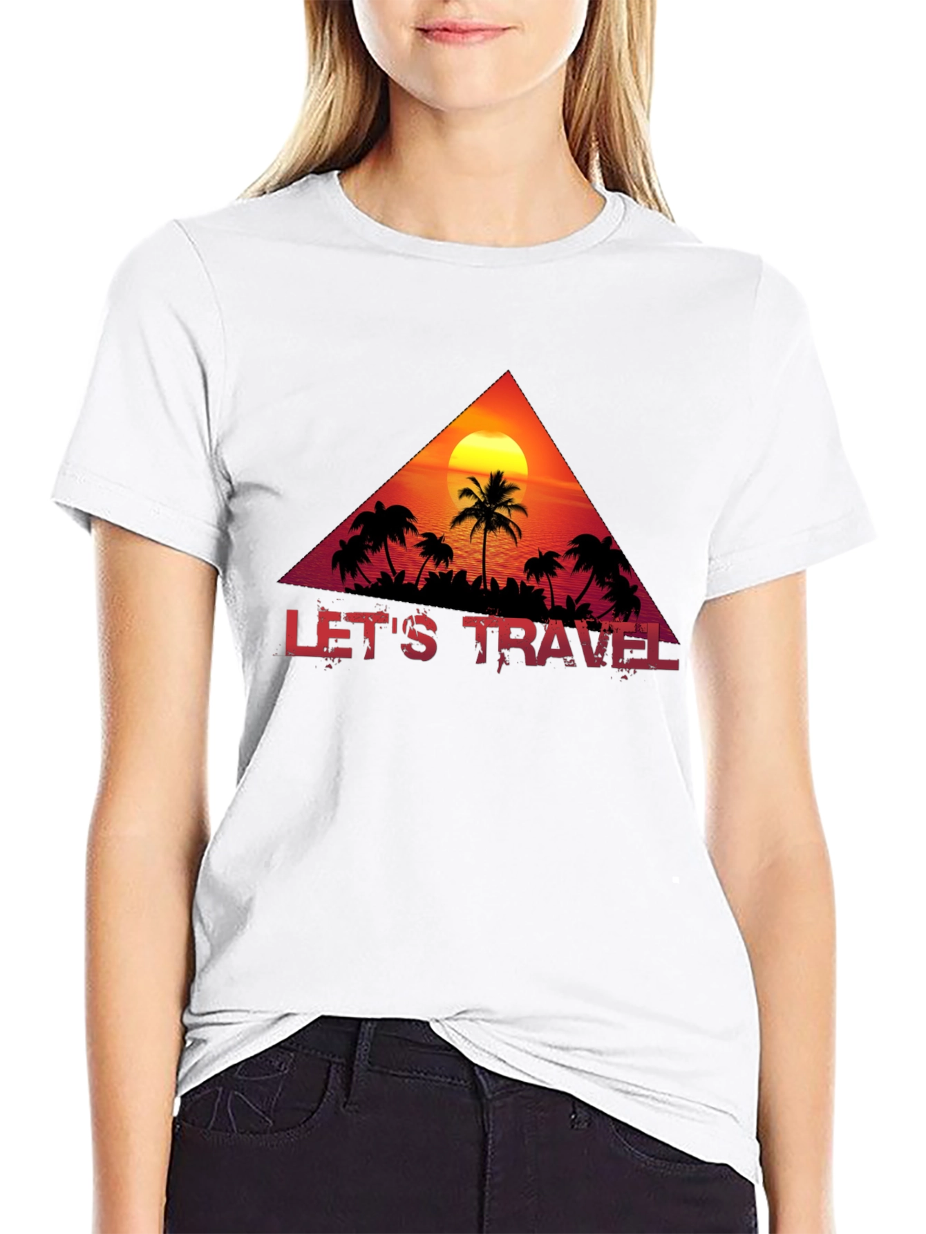 Lets Travel Graphic Tee - Island Sunset Design