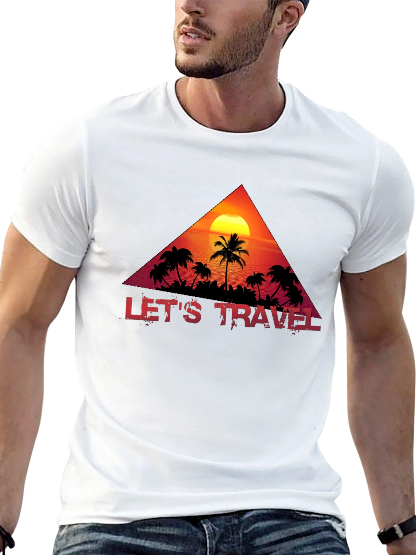 Lets Travel Graphic Tee - Island Sunset Design