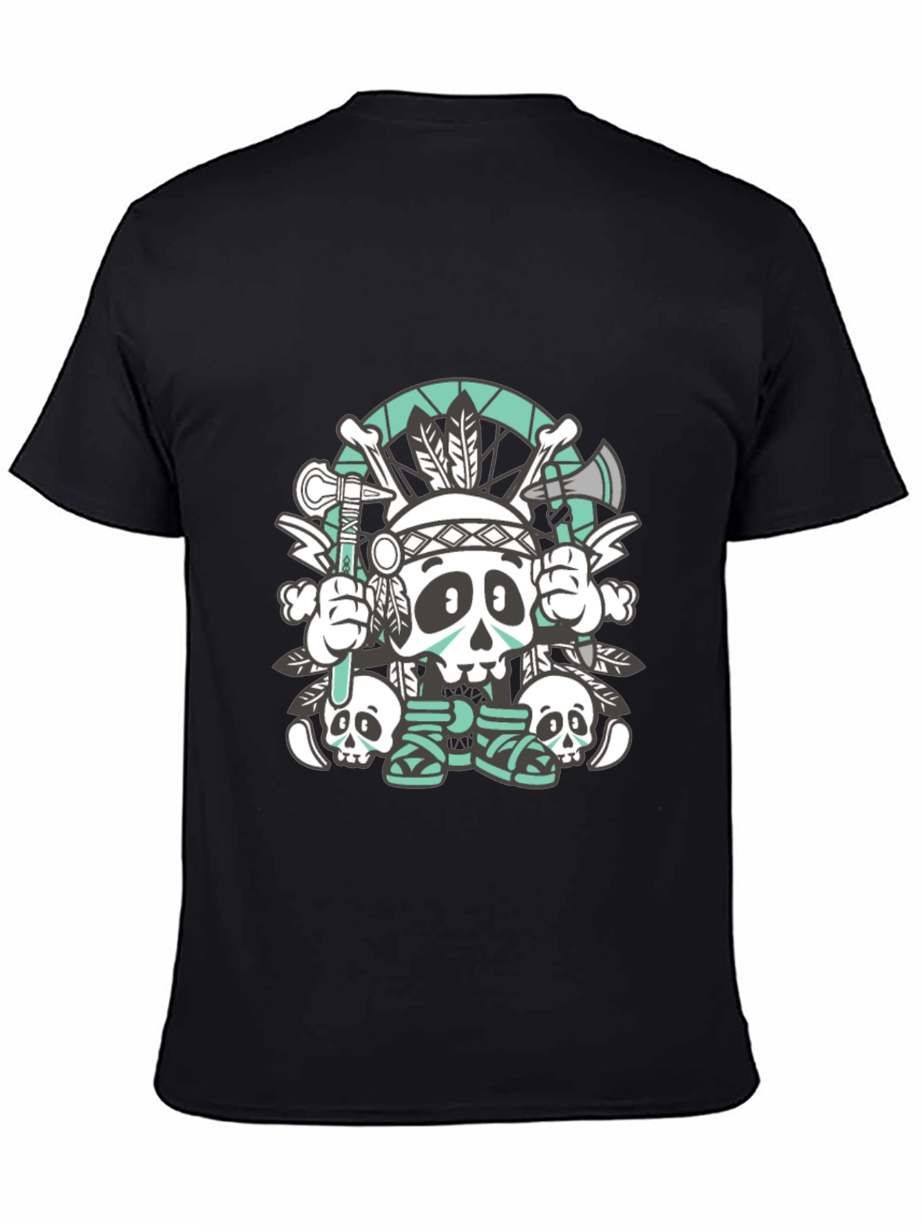Skull Chief Graphic Tee - Black Cotton T-Shirt