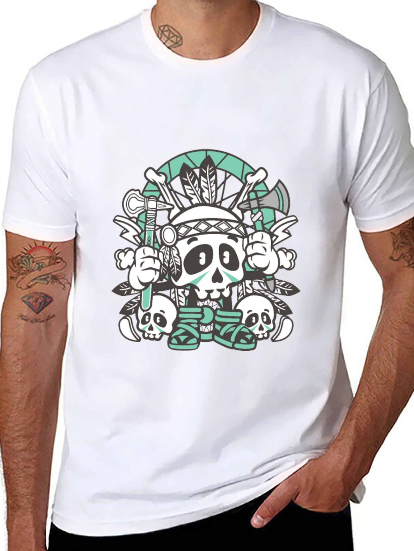 Skull Chief Graphic Tee - Black Cotton T-Shirt