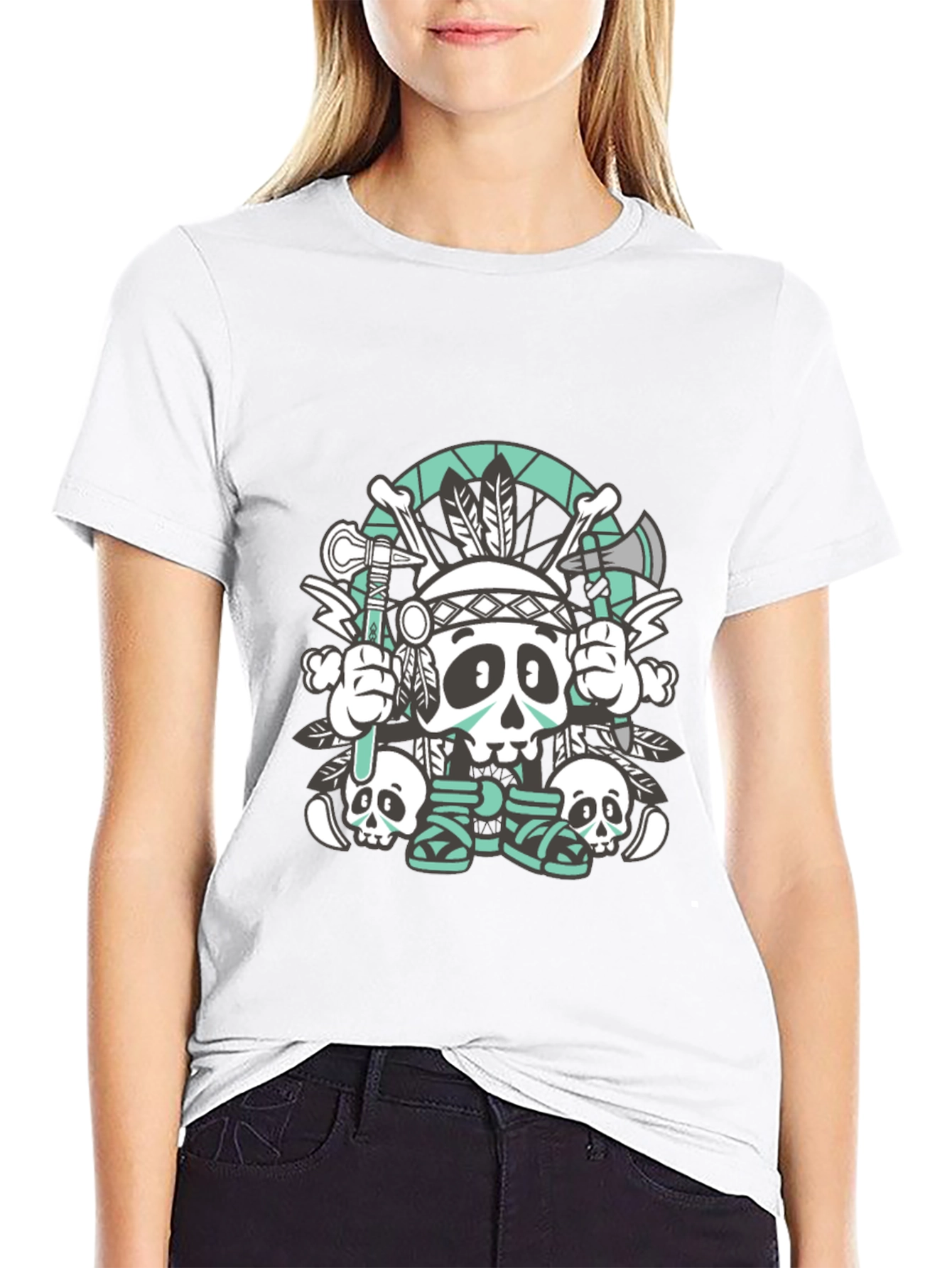 Skull Chief Graphic Tee - Black Cotton T-Shirt