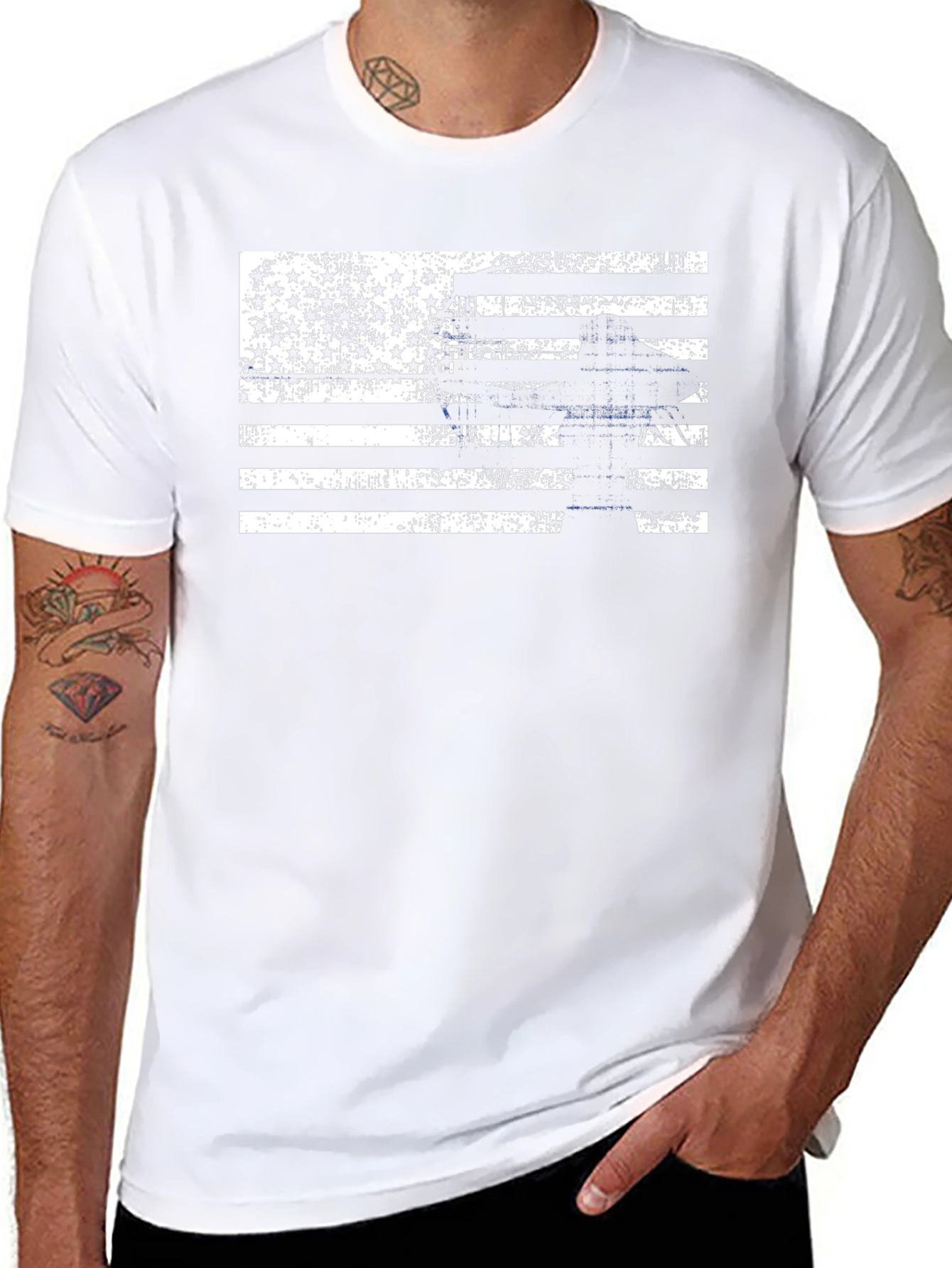 Distressed American Flag Lineman T-Shirt