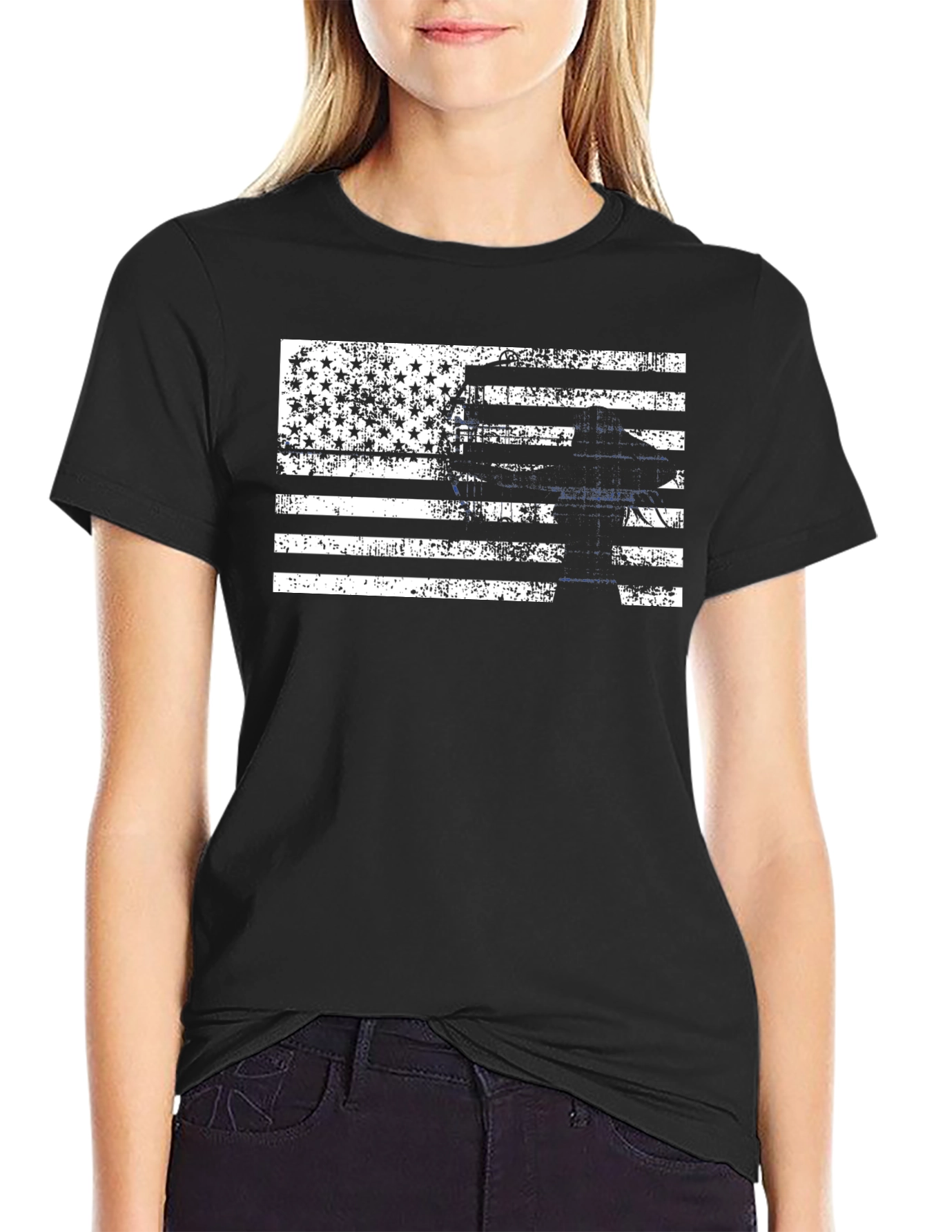 Distressed American Flag Lineman T-Shirt