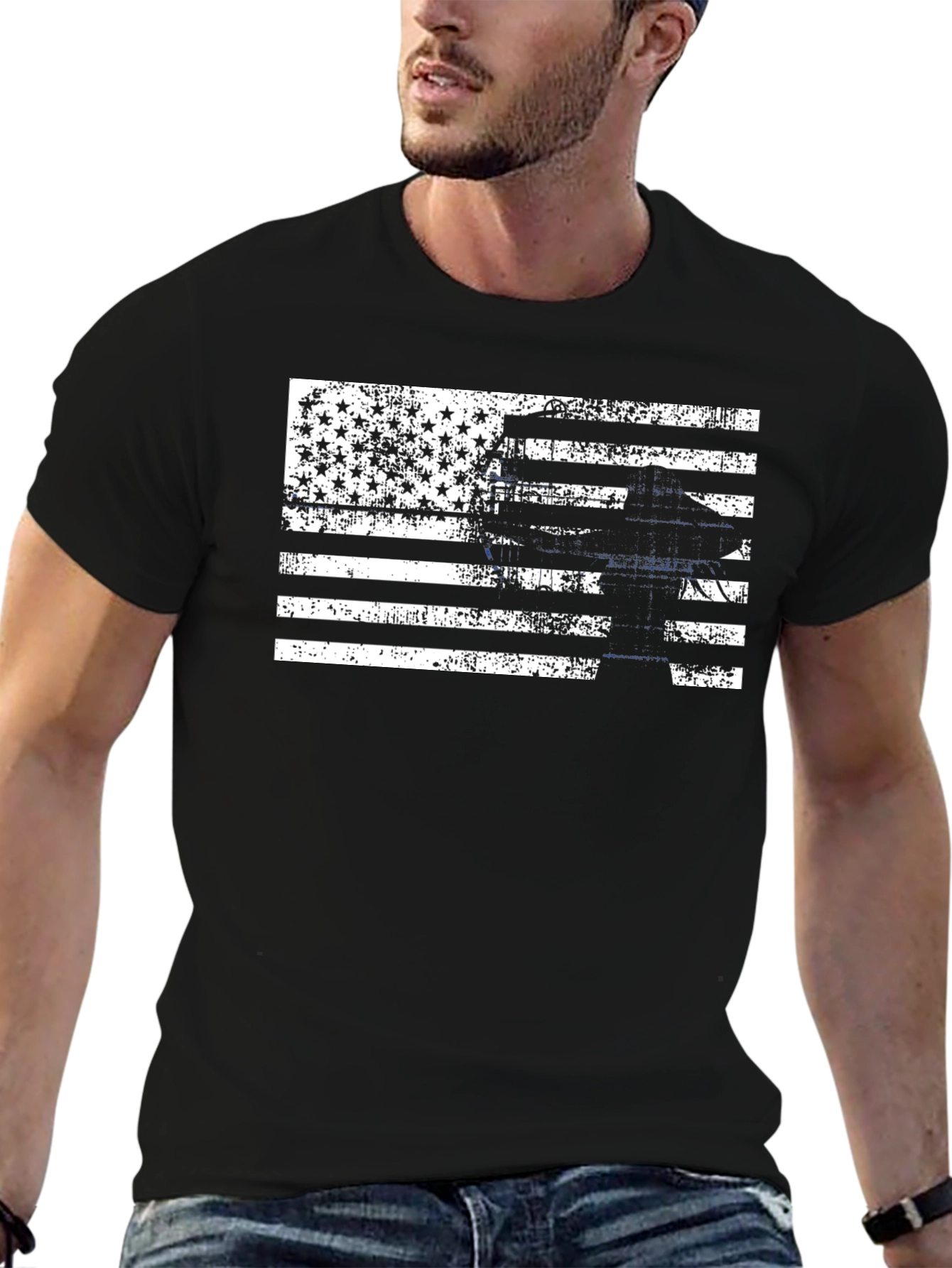 Distressed American Flag Lineman T-Shirt