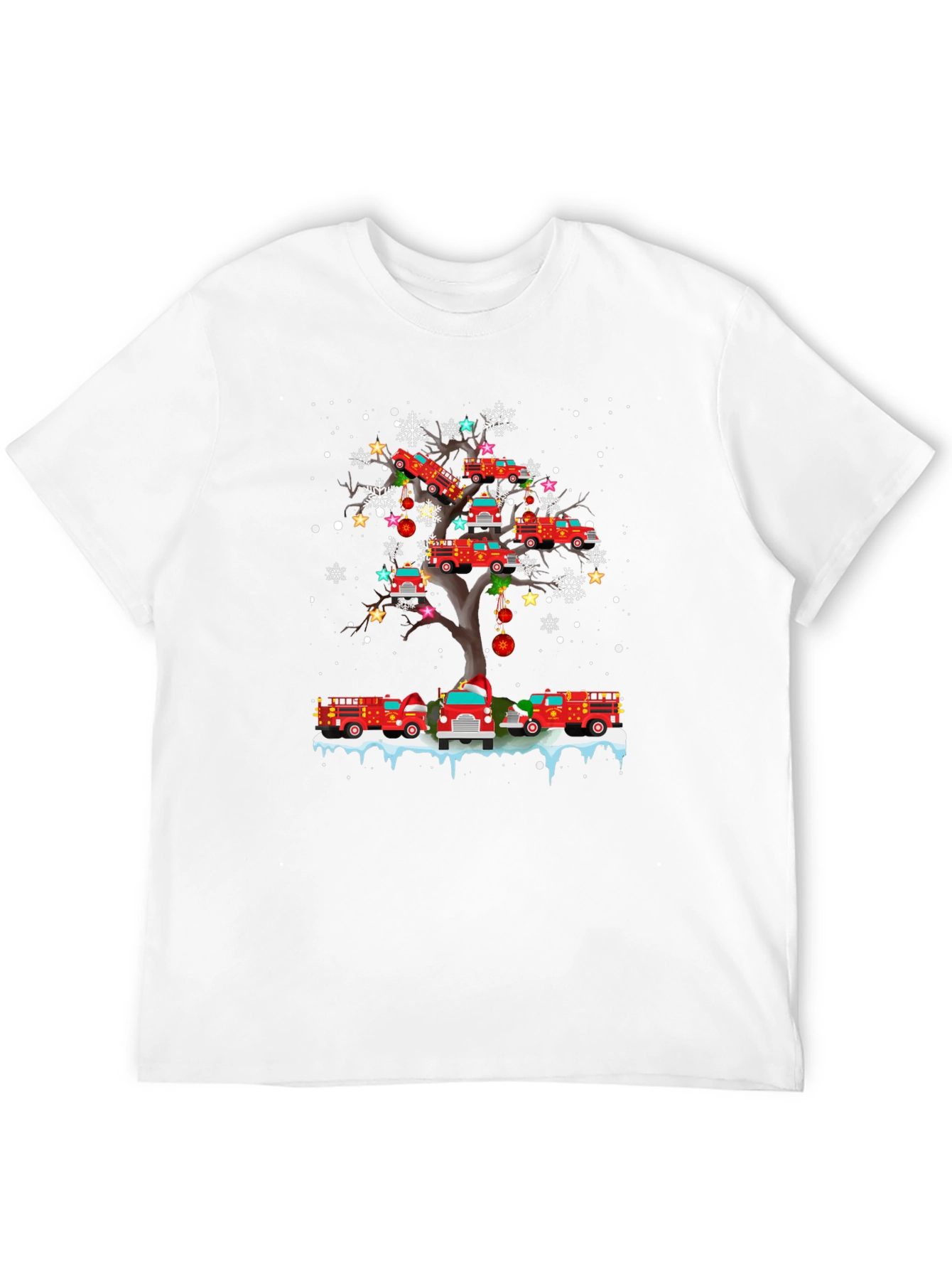 Firetruck Christmas Tree T-Shirt - Holiday Fun!
