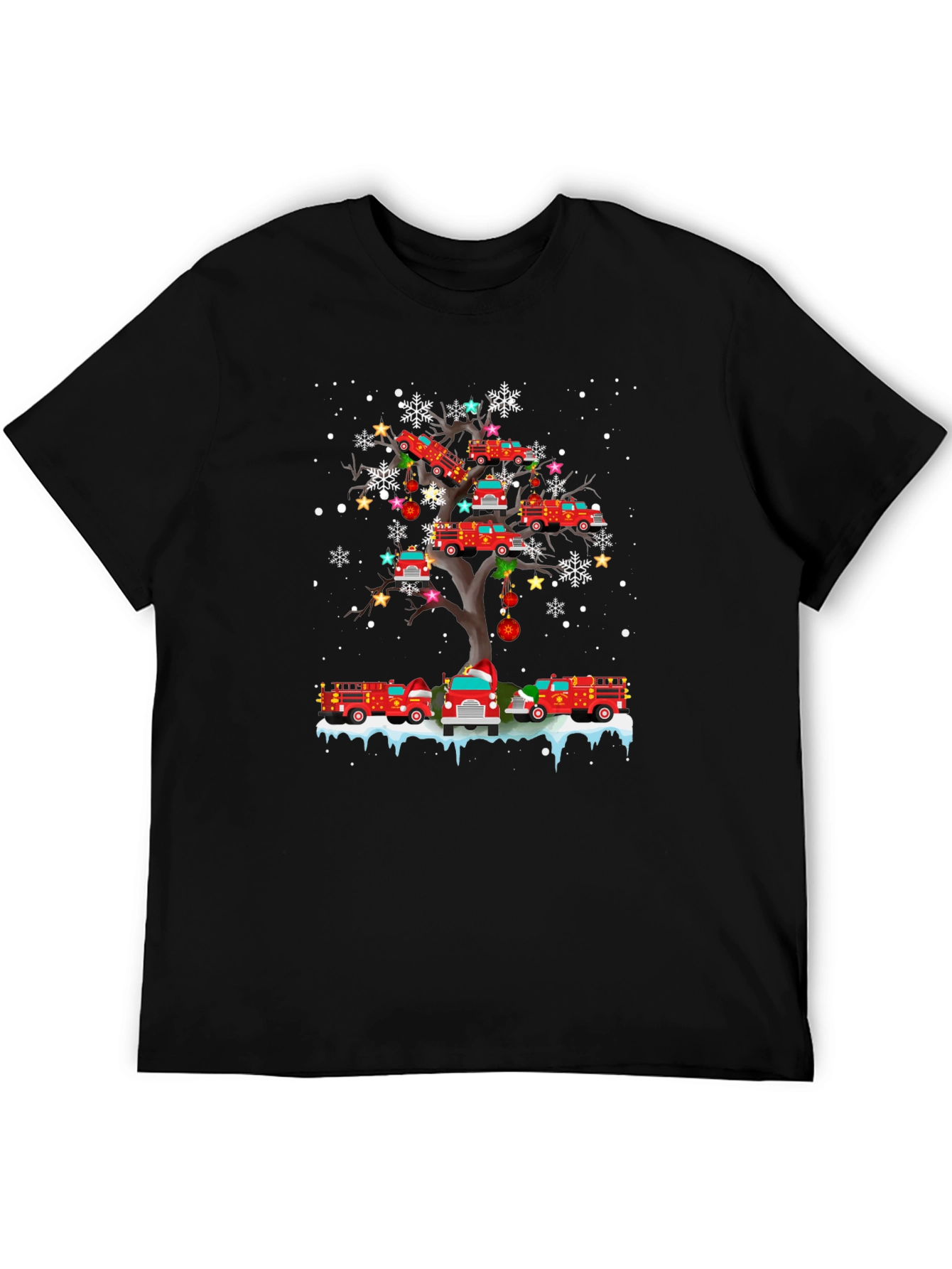 Firetruck Christmas Tree T-Shirt - Holiday Fun!