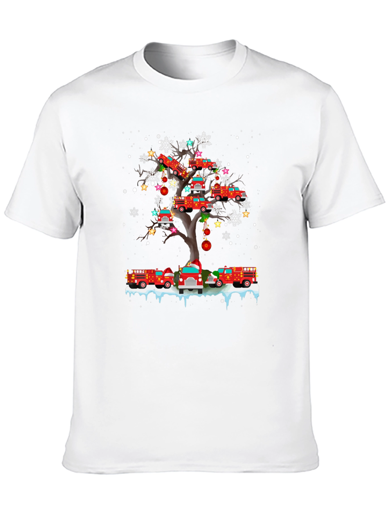 Firetruck Christmas Tree T-Shirt - Holiday Fun!