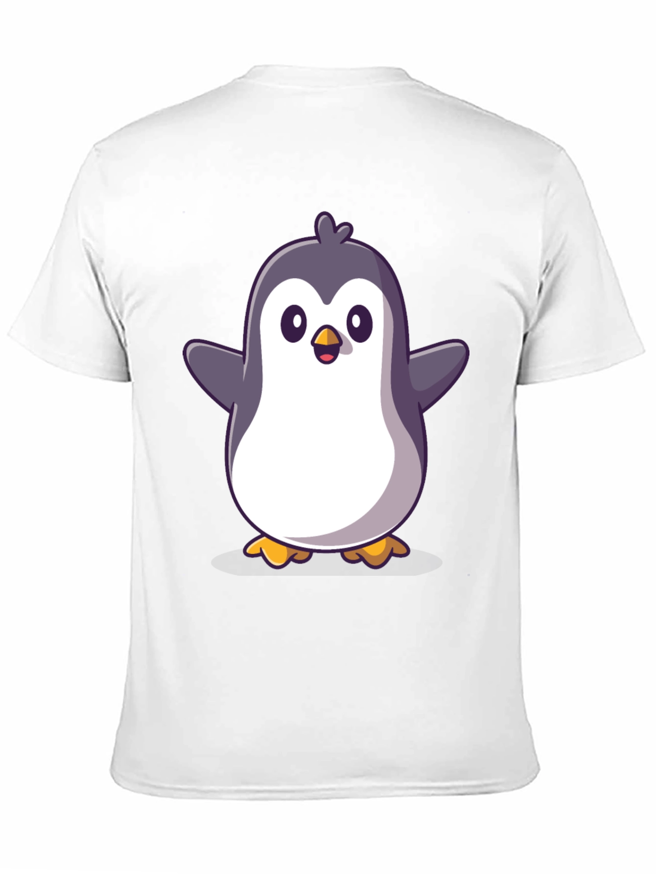 Cute Cartoon Penguin Graphic Black T-Shirt