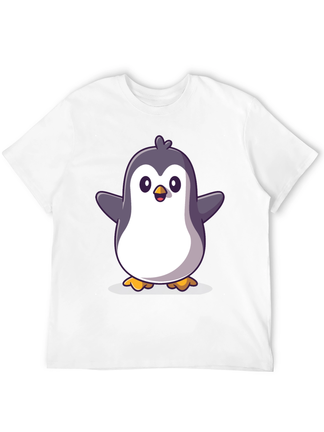 Cute Cartoon Penguin Graphic Black T-Shirt