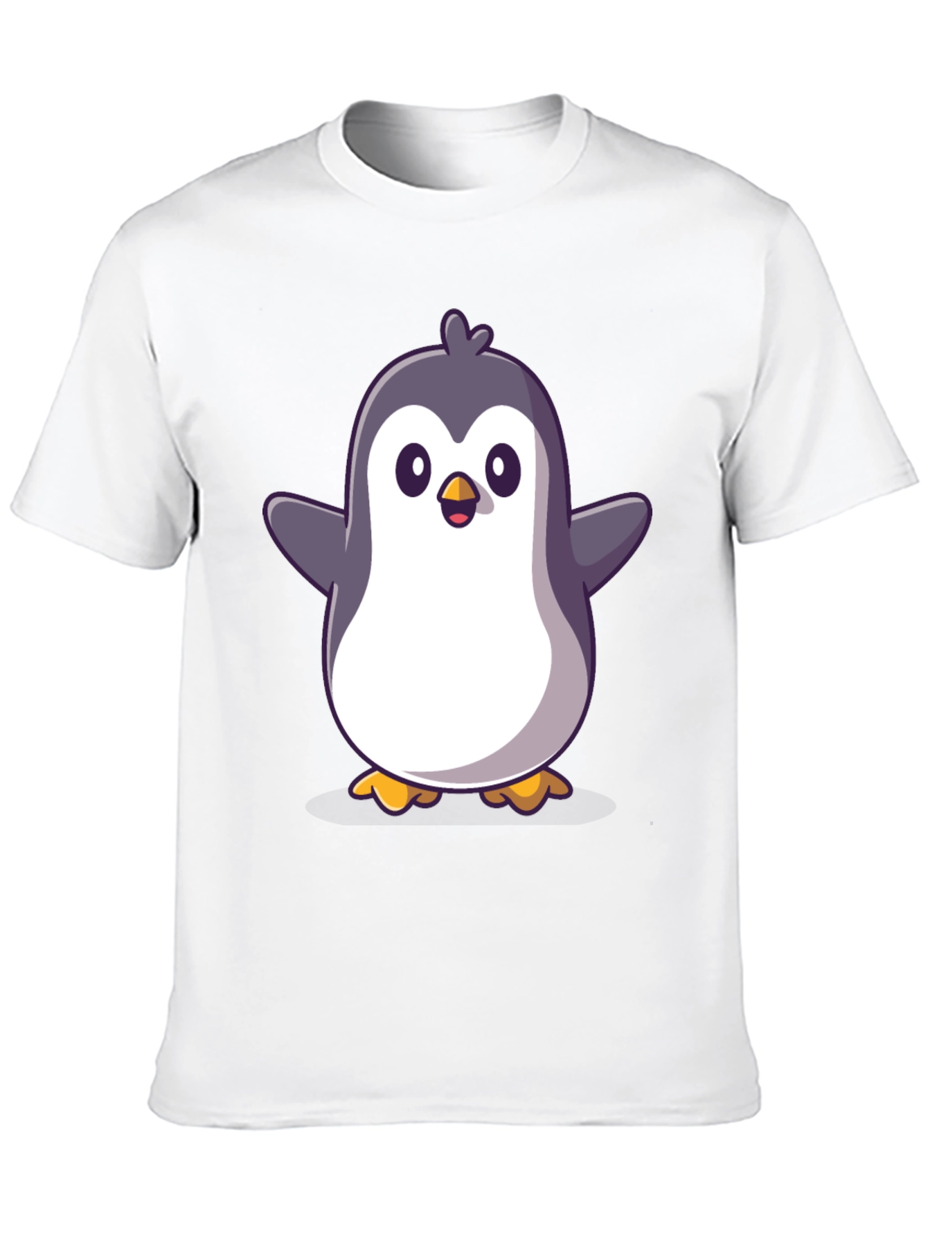 Cute Cartoon Penguin Graphic Black T-Shirt