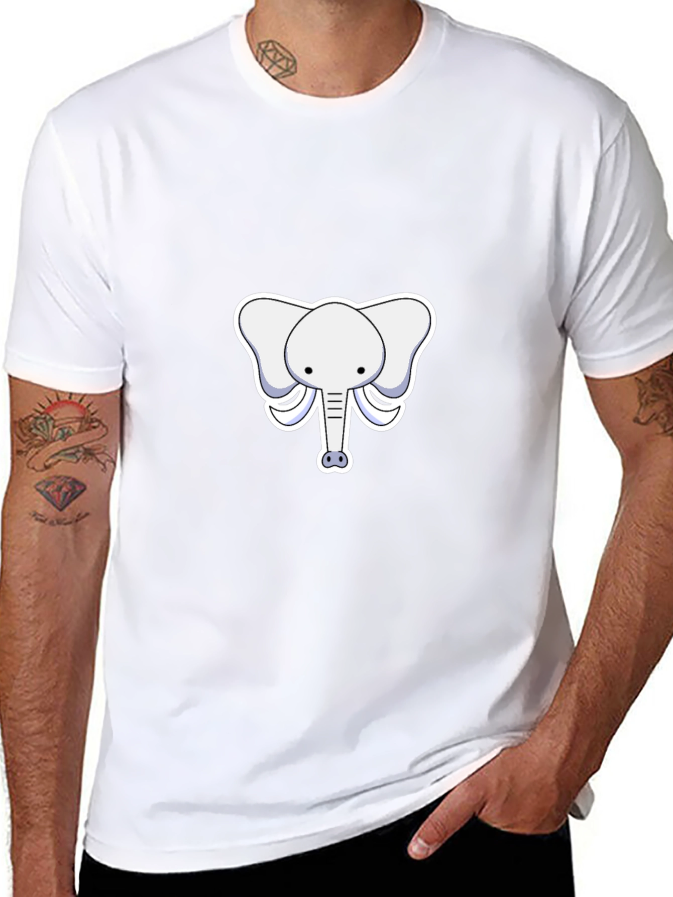 Cute Elephant Graphic Tee - Black