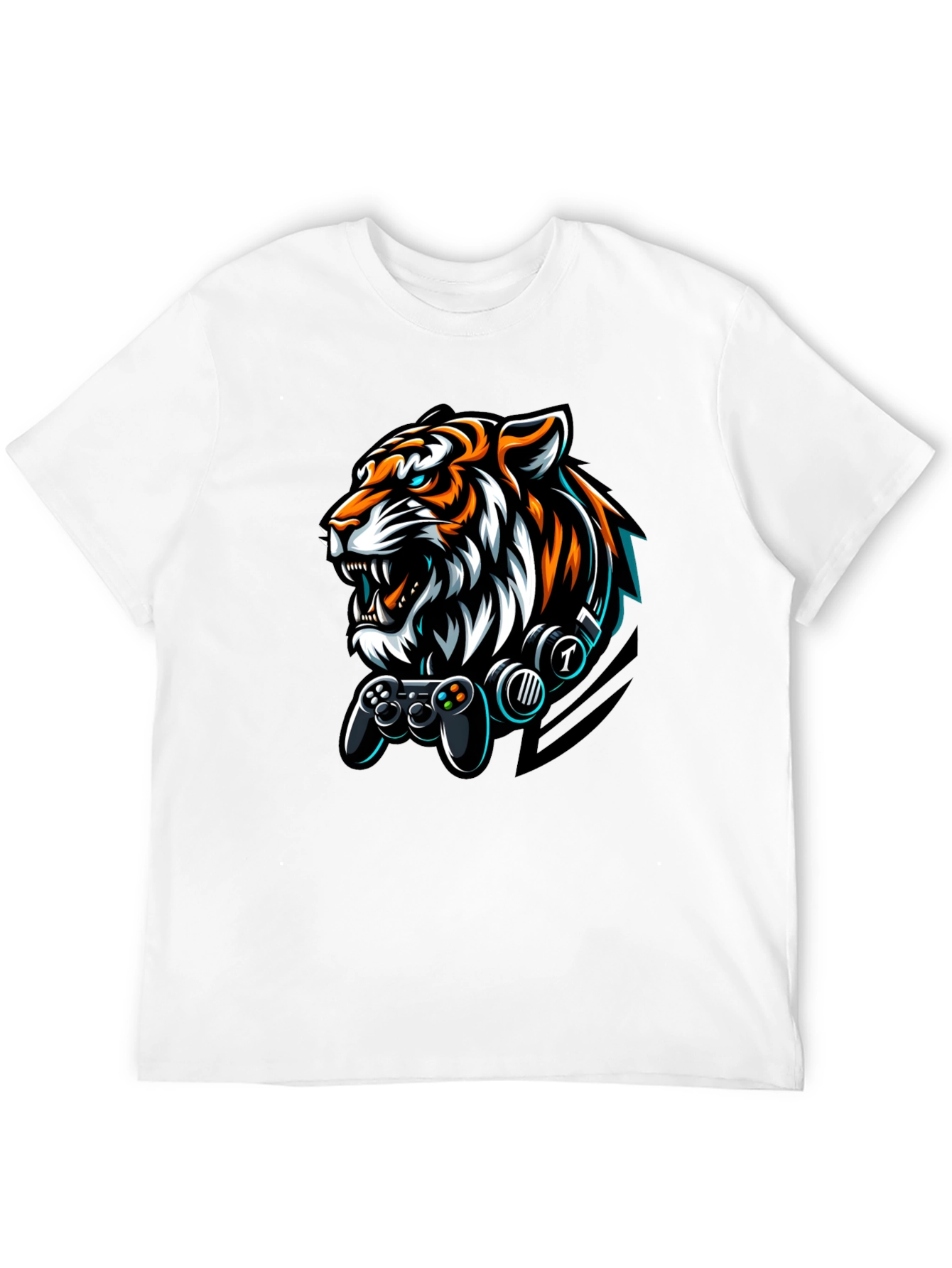 Gamer Tiger Graphic Black T-Shirt