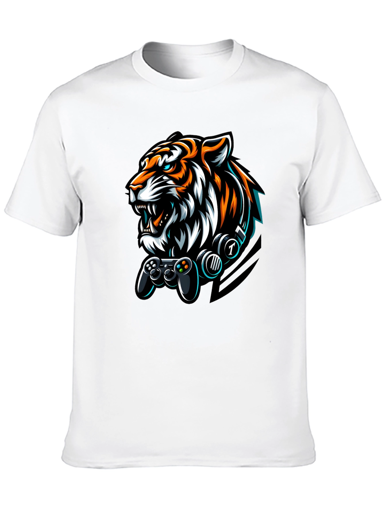 Gamer Tiger Graphic Black T-Shirt