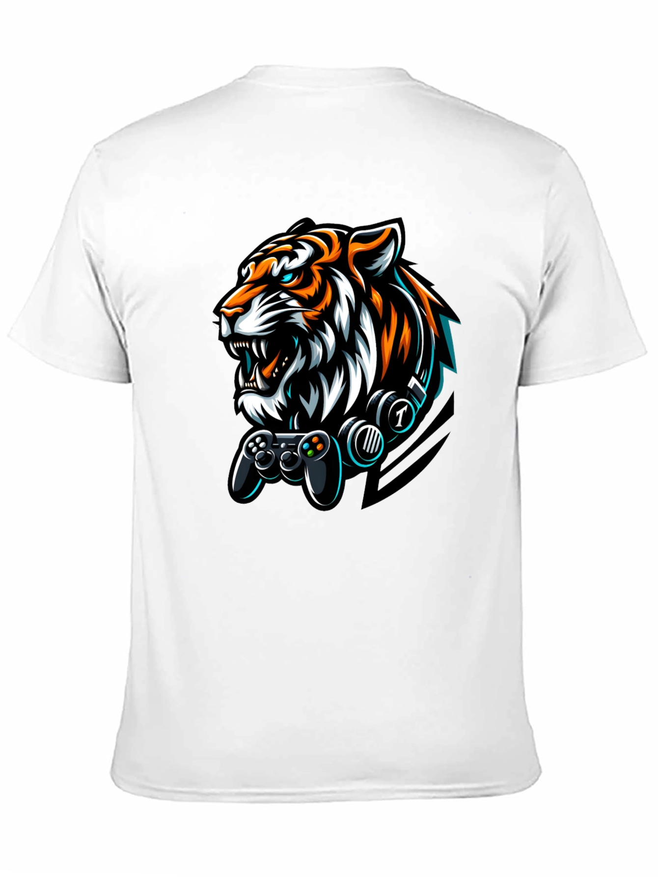 Gamer Tiger Graphic Black T-Shirt