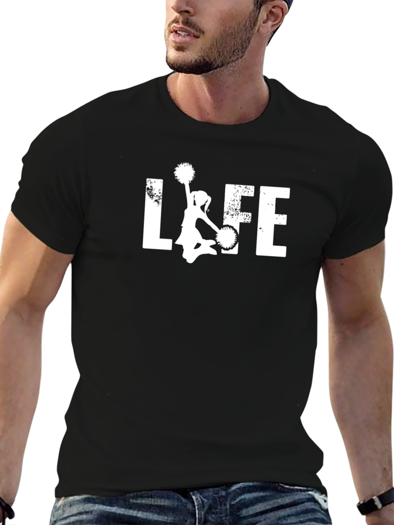 Cheerleading Life T-Shirt - Black Cotton Tee