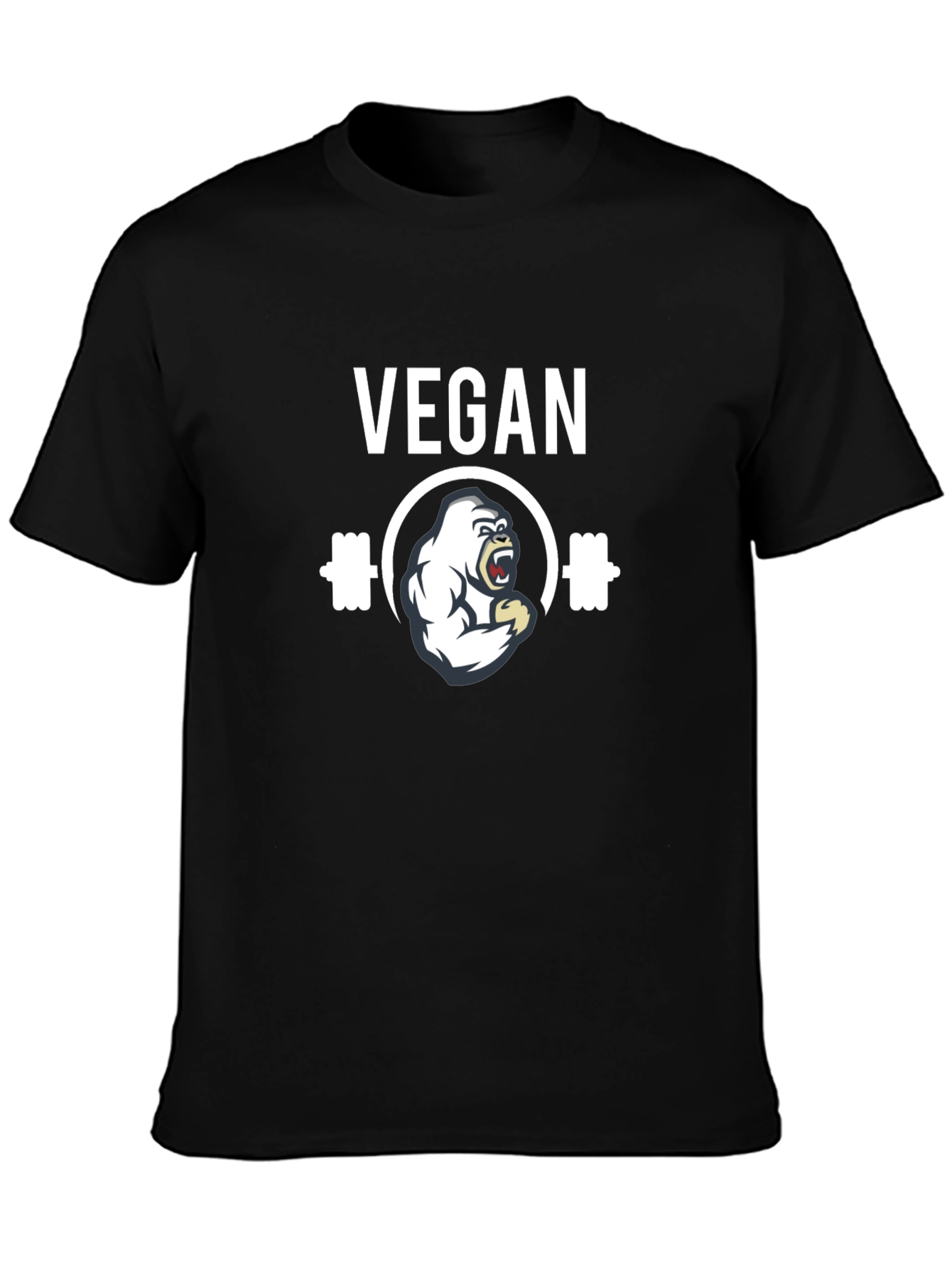 Vegan Gorilla Barbell Black T-Shirt