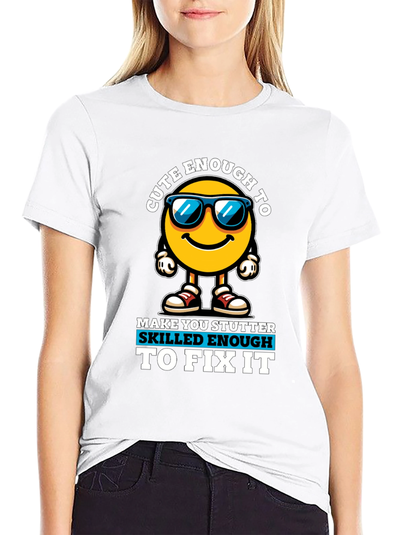 Cute Enough Skilled Enough Black Graphic Tee