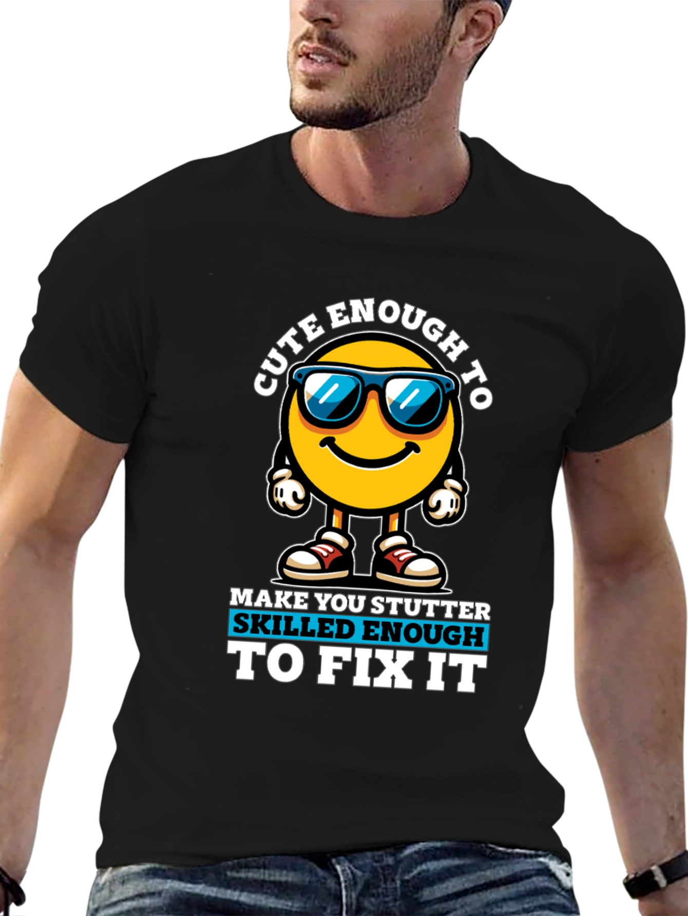 Cute Enough Skilled Enough Black Graphic Tee