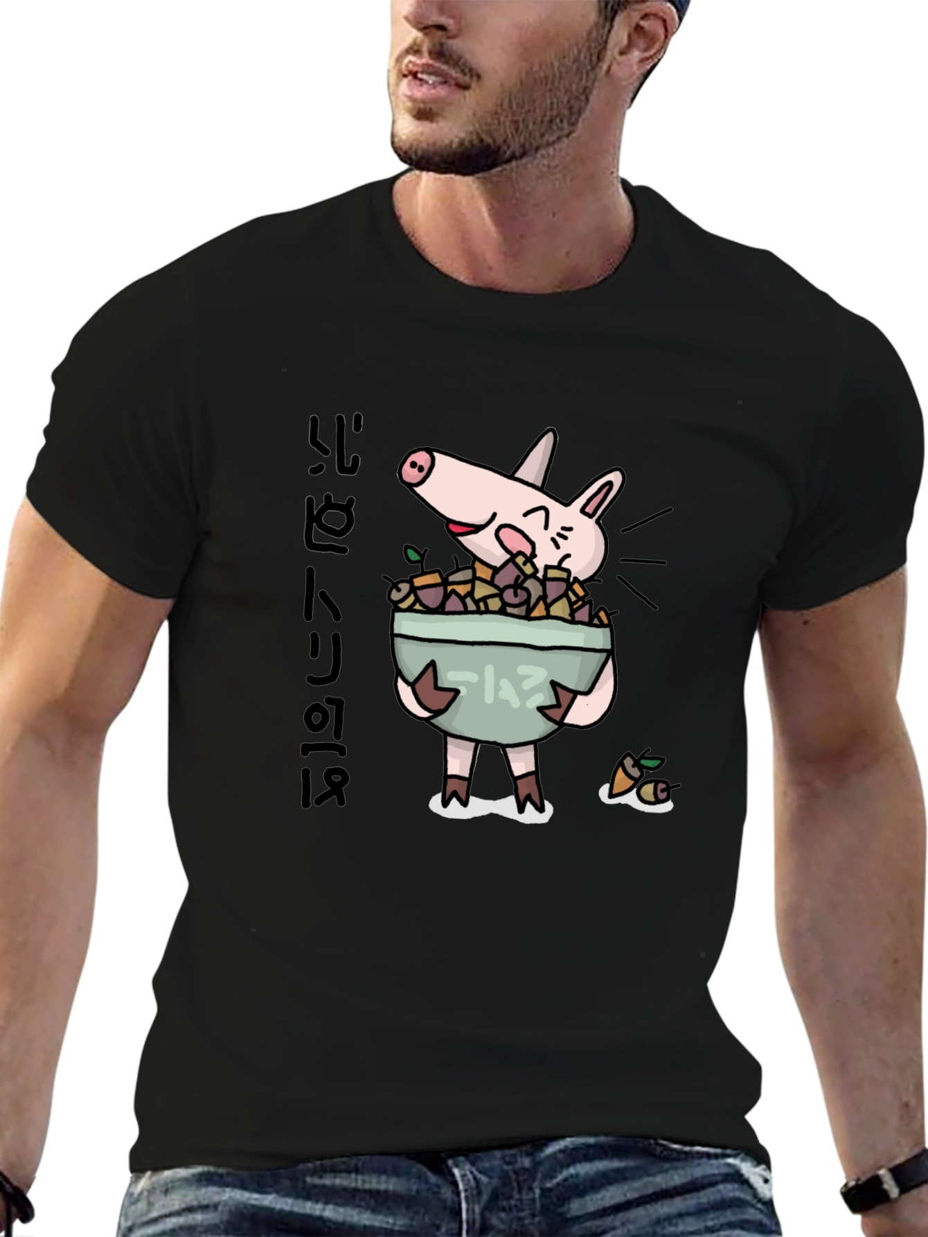 Funny Pig Ramen Graphic T-Shirt