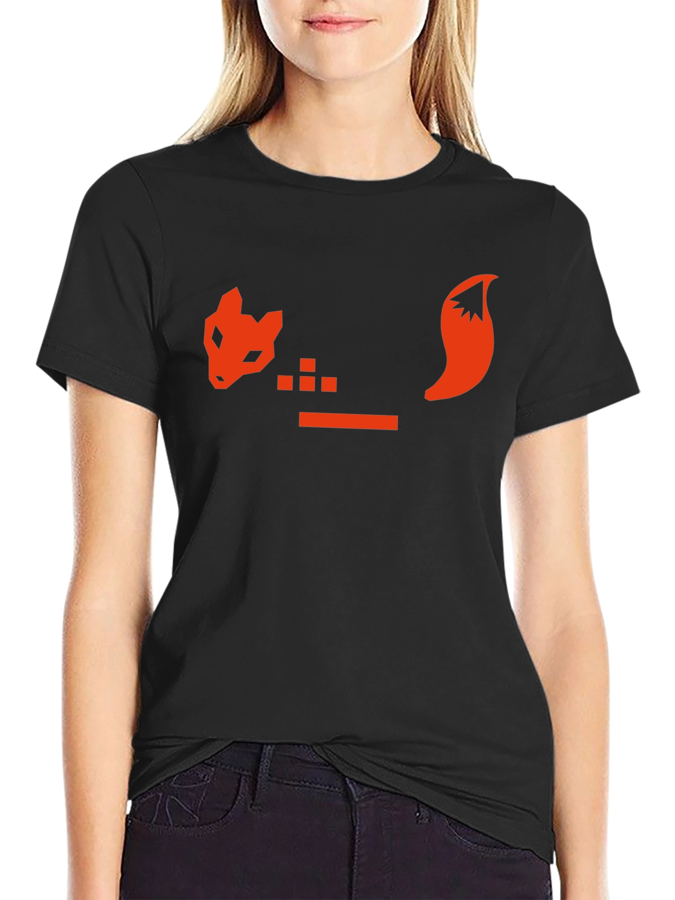 Geometric Fox Graphic T-Shirt - Black
