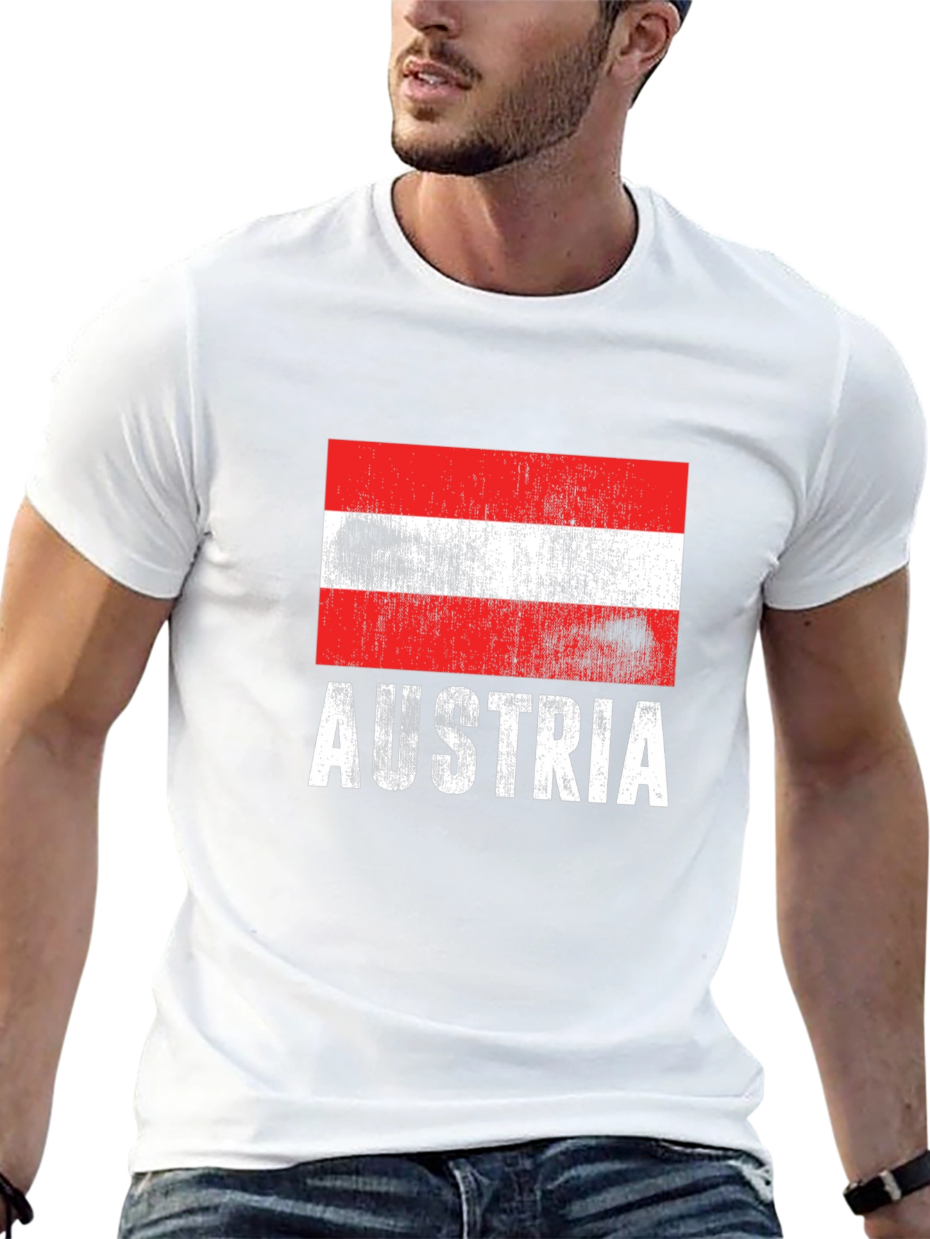 Austria Flag T-Shirt Distressed Graphic Tee