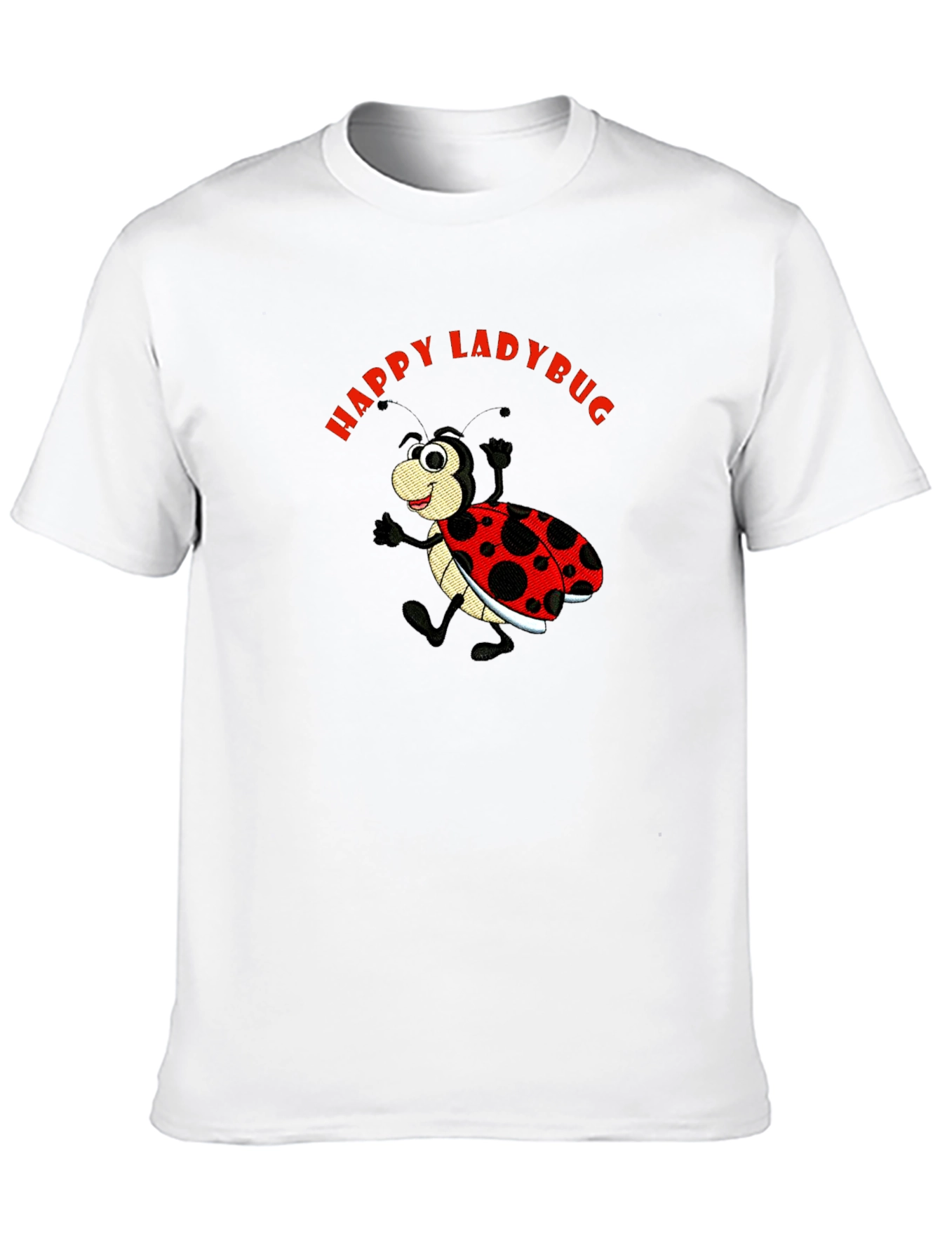 Happy Ladybug Black Cotton Graphic Tee
