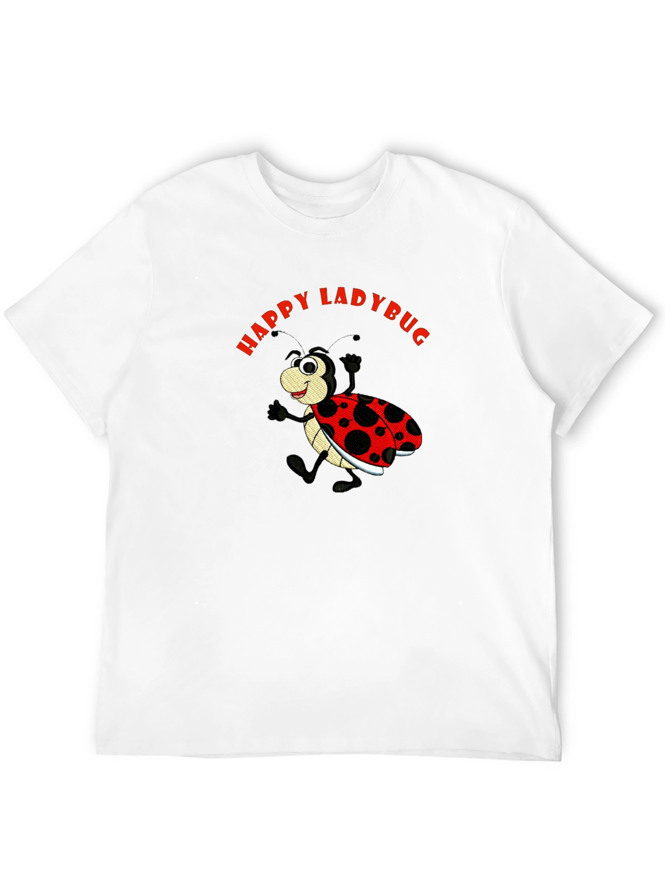 Happy Ladybug Black Cotton Graphic Tee