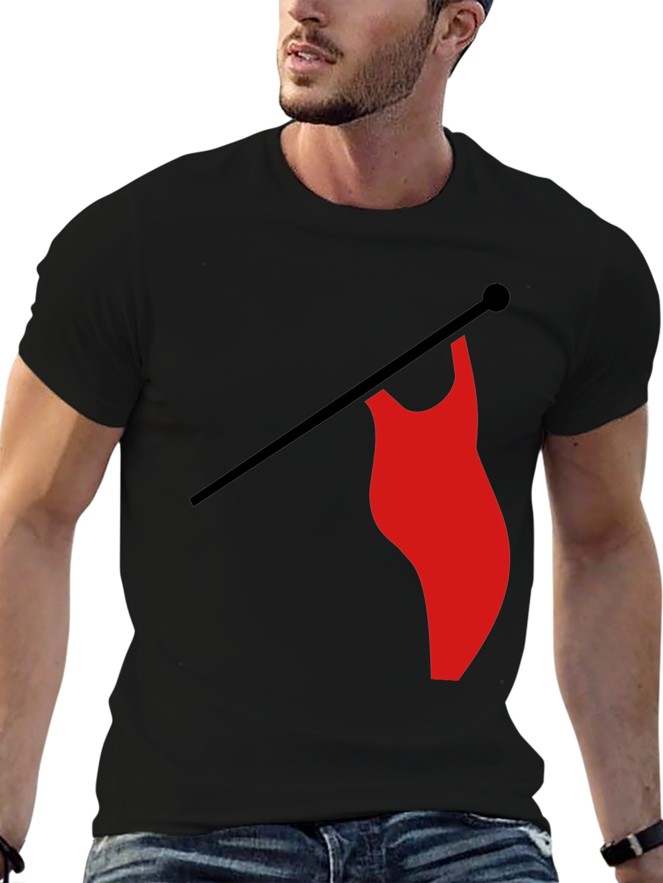Red Flag Graphic Black T-Shirt Casual