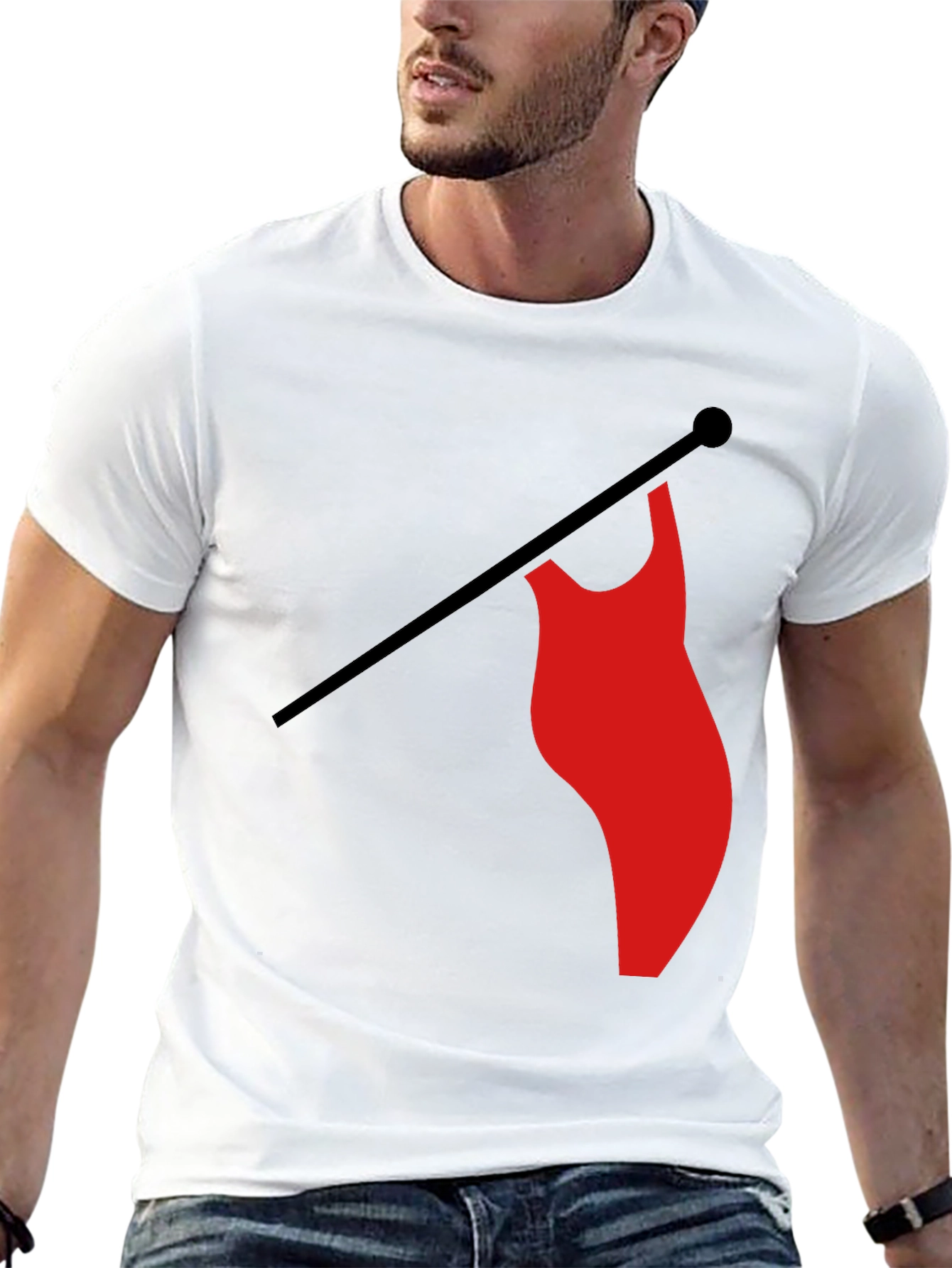 Red Flag Graphic Black T-Shirt Casual