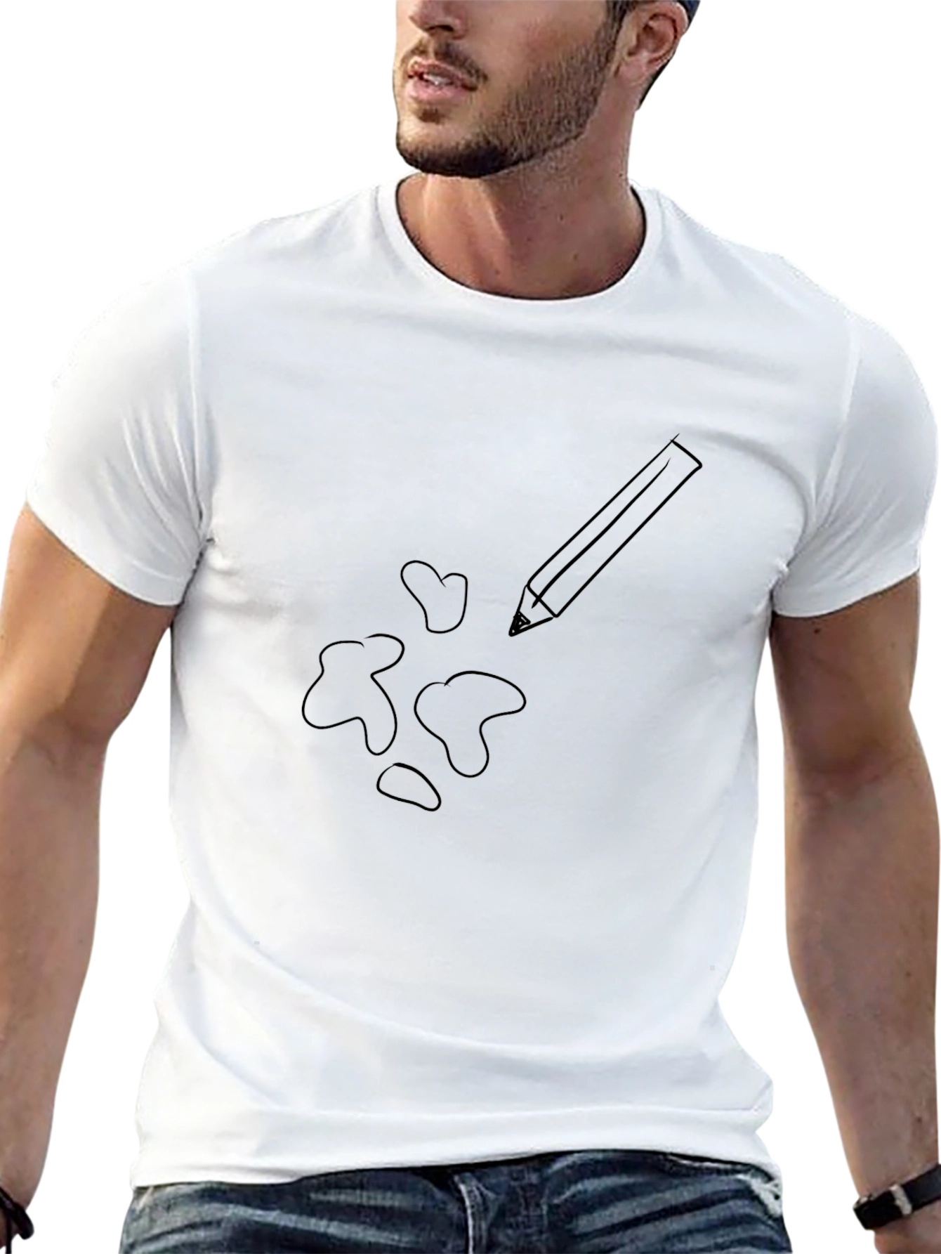 Pencil Sketch Tee - Black Casual T-Shirt