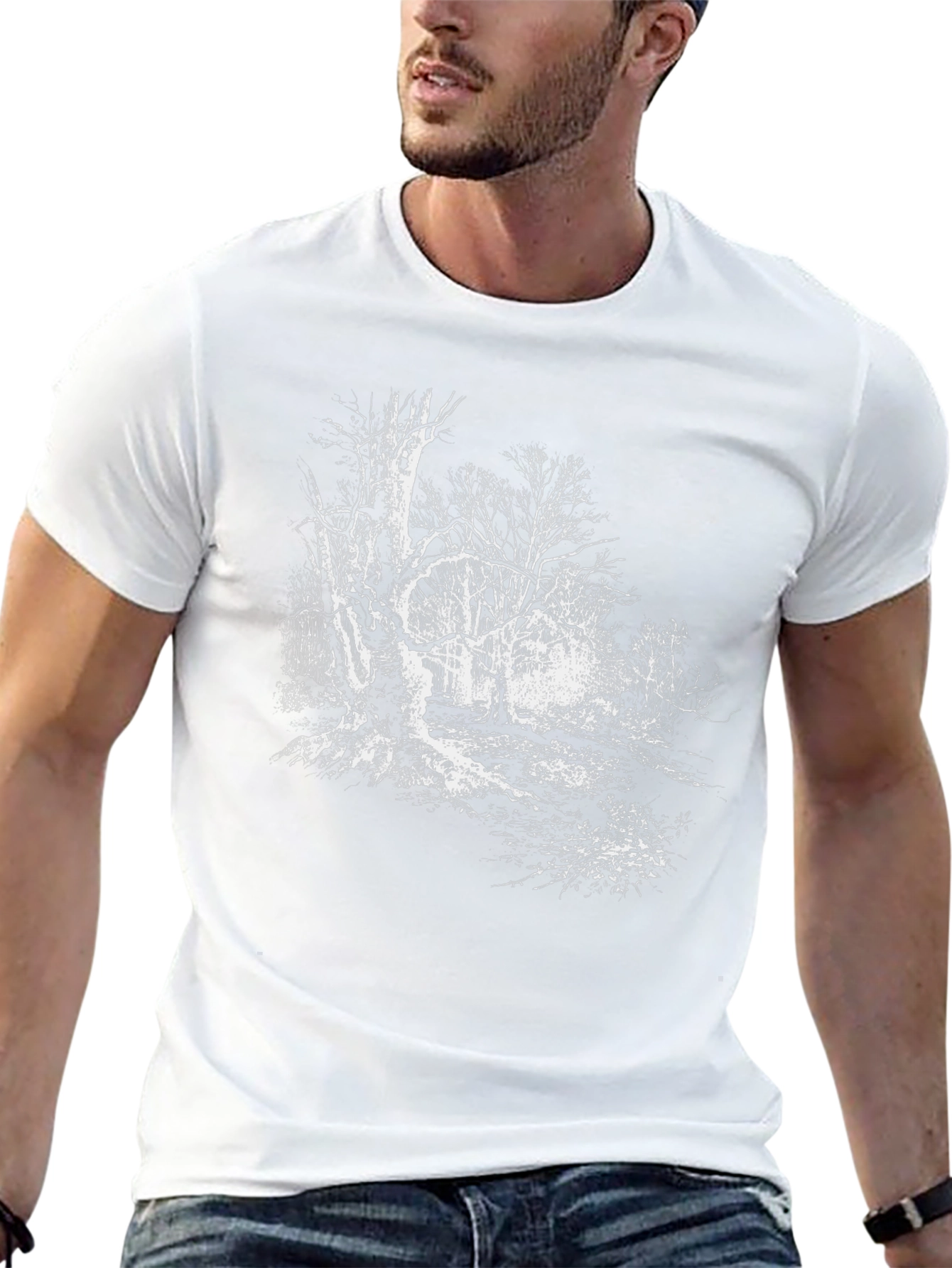 Eerie Forest Graphic Tee - Black Cotton T-Shirt