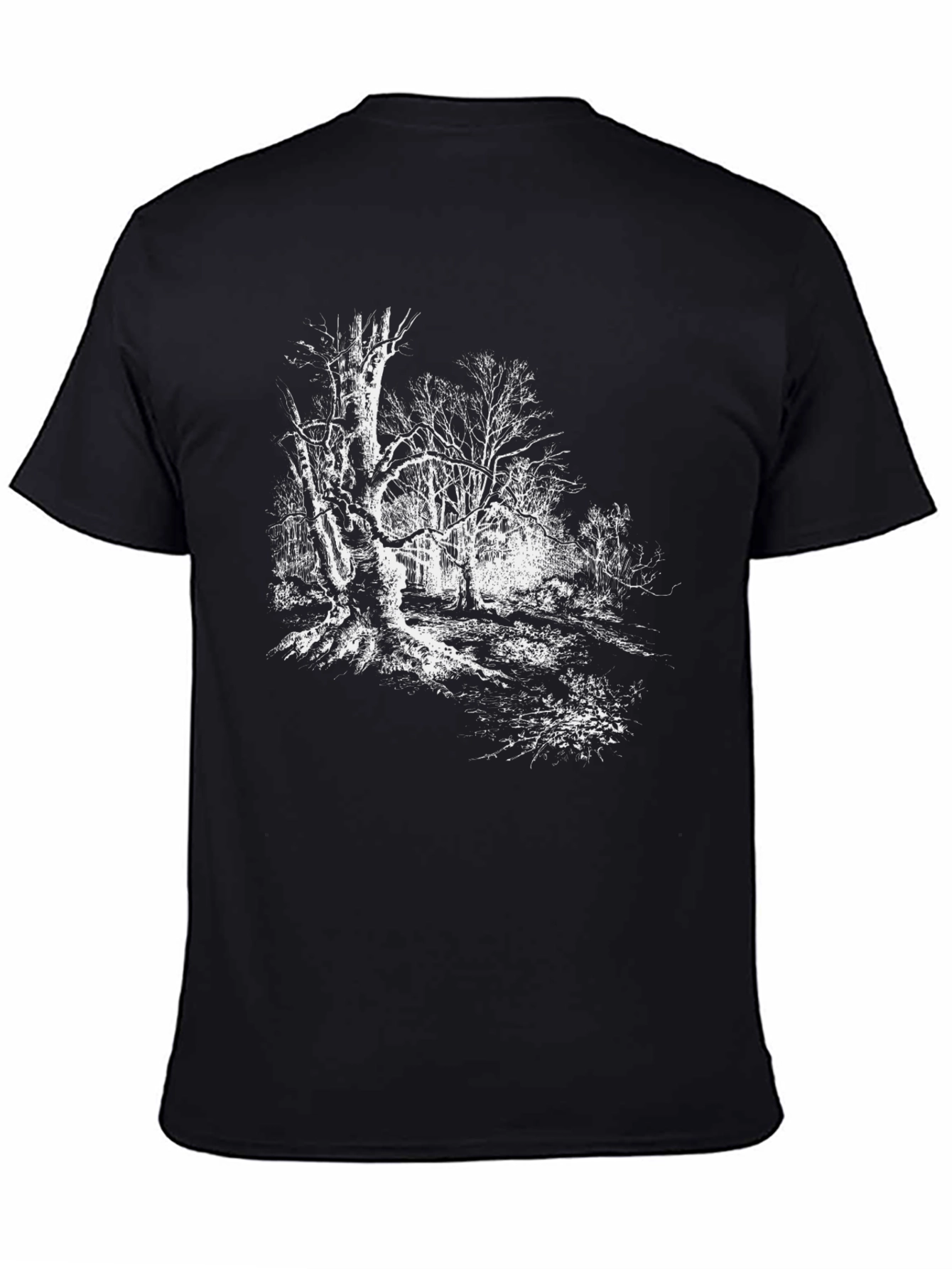 Eerie Forest Graphic Tee - Black Cotton T-Shirt