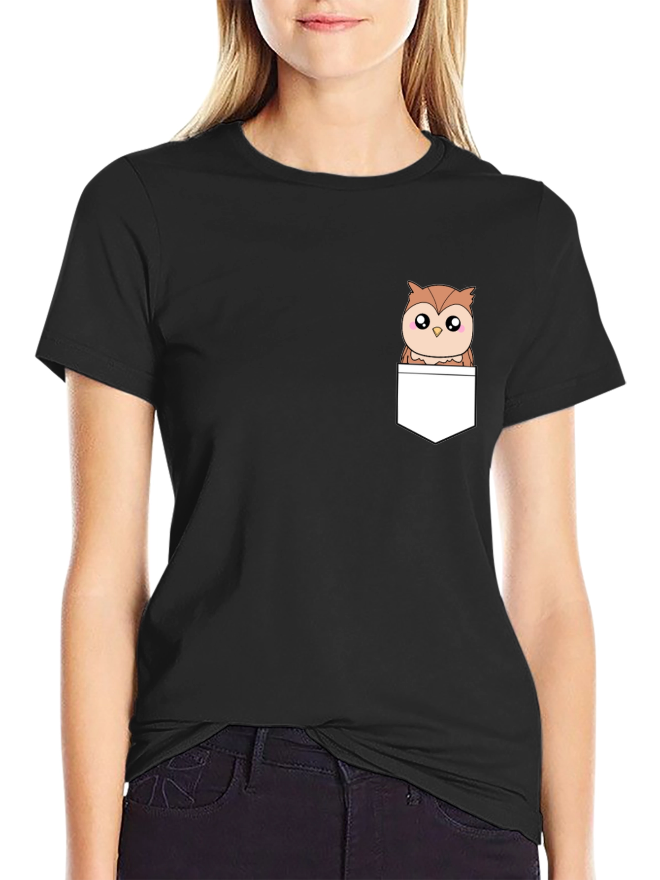 Owl in Pocket T-Shirt - Cute Animal Graphic Tee